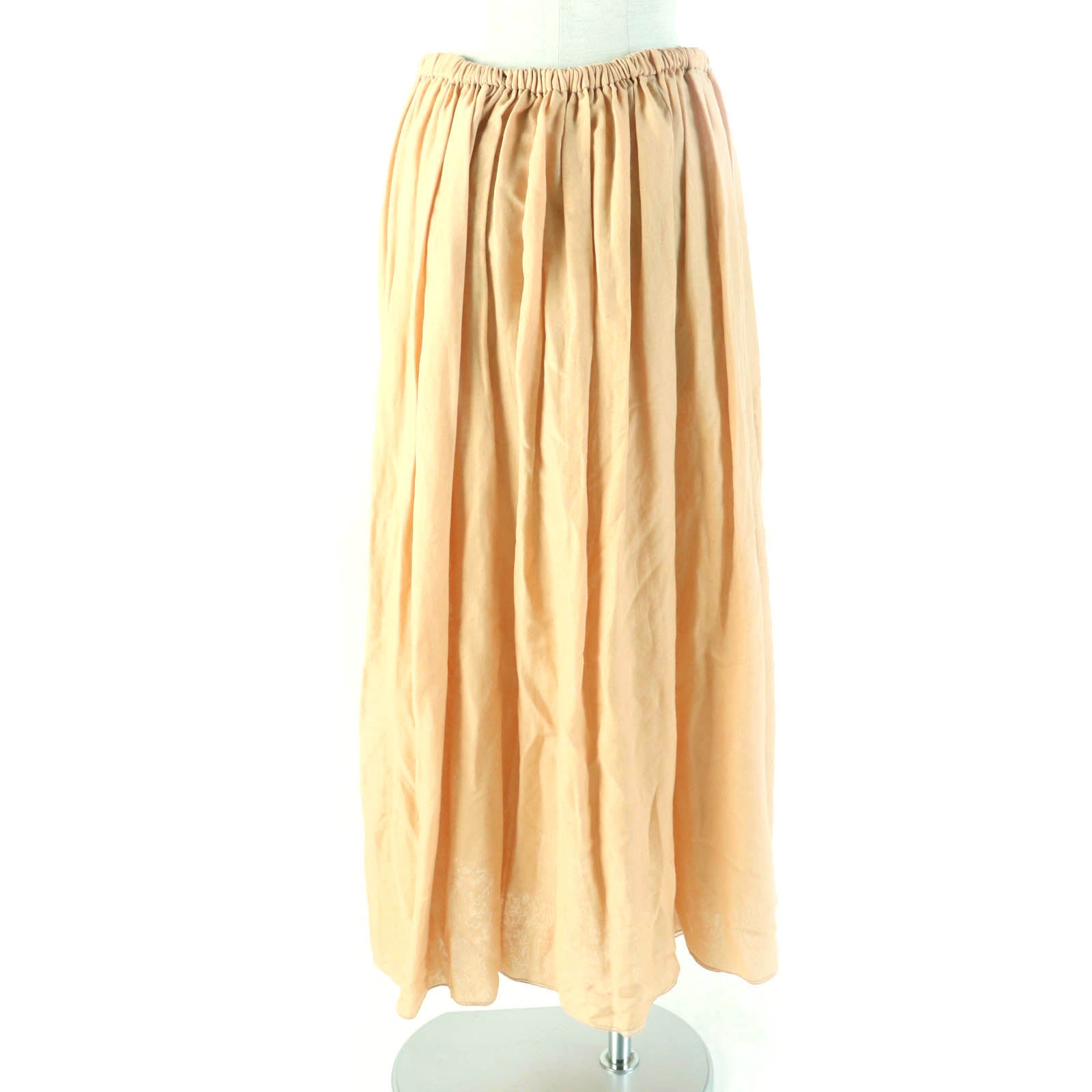 Cotton Silk Long Gathered Skirt Orange