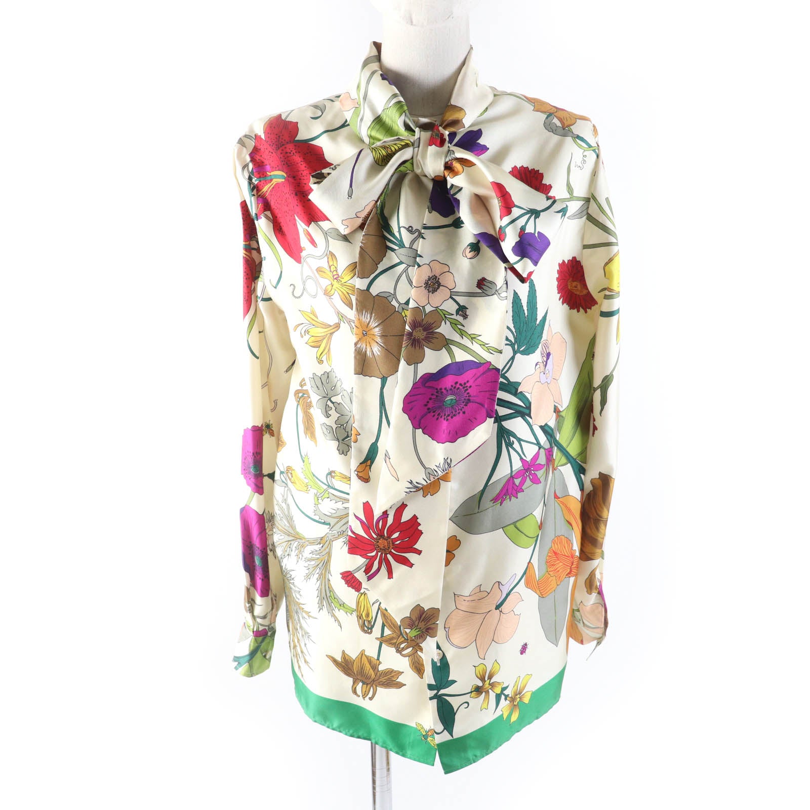 Gucci Silk Logo Button Floral Blouse Women