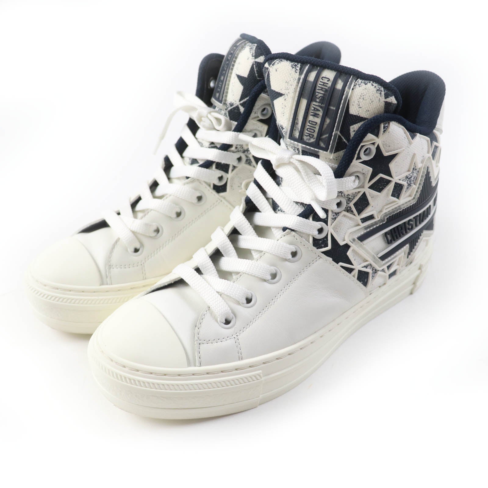 Dior Star Canvas Leather High Cut Sneakers