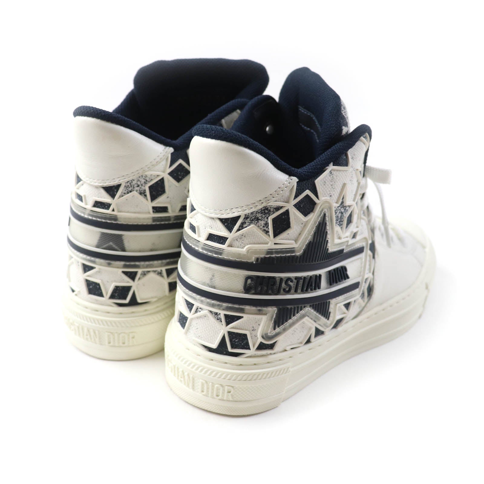 Dior Star Canvas Leather High Cut Sneakers