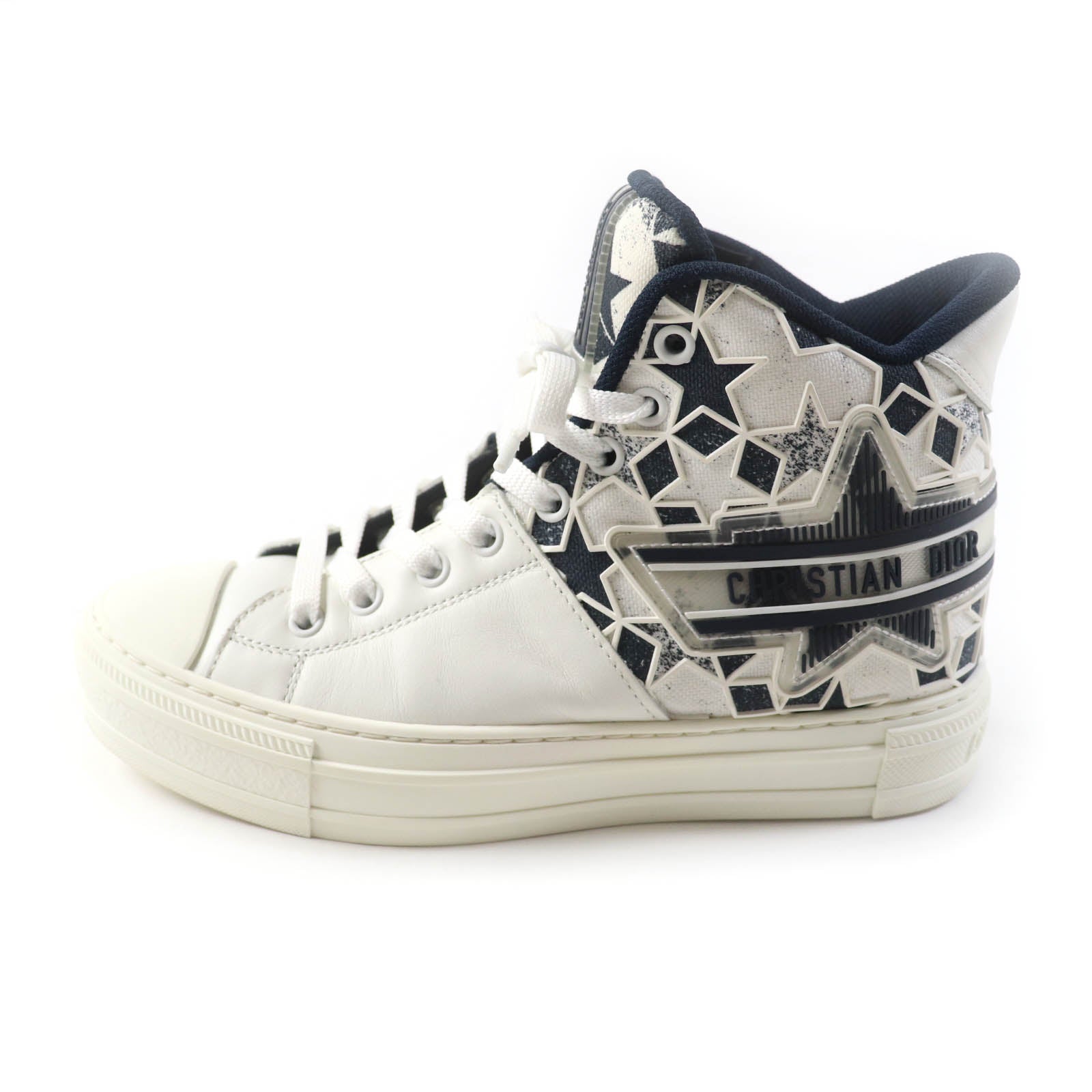 Dior Star Canvas Leather High Cut Sneakers