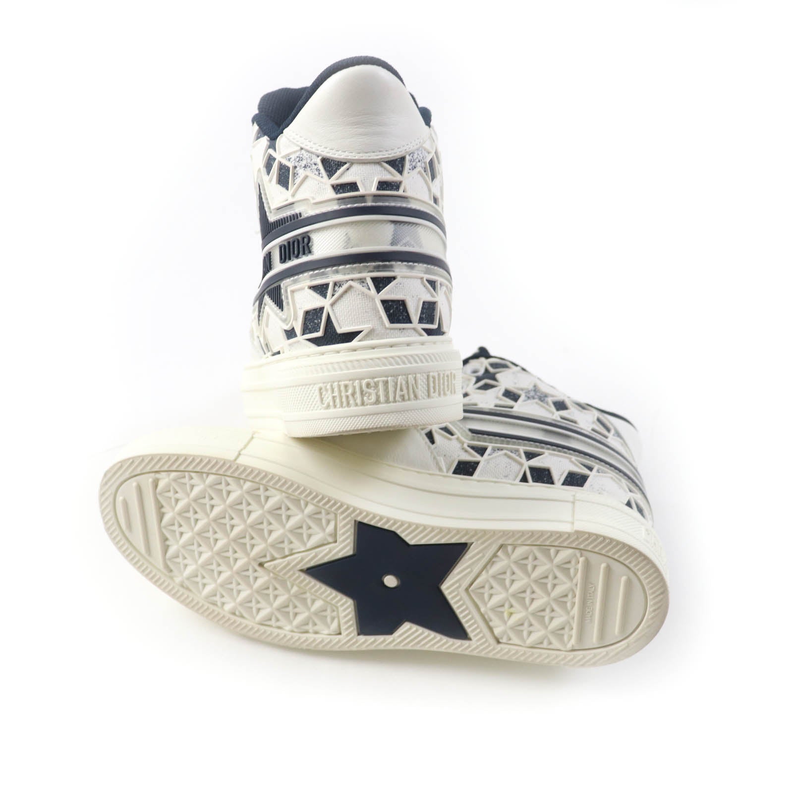 Dior Star Canvas Leather High Cut Sneakers