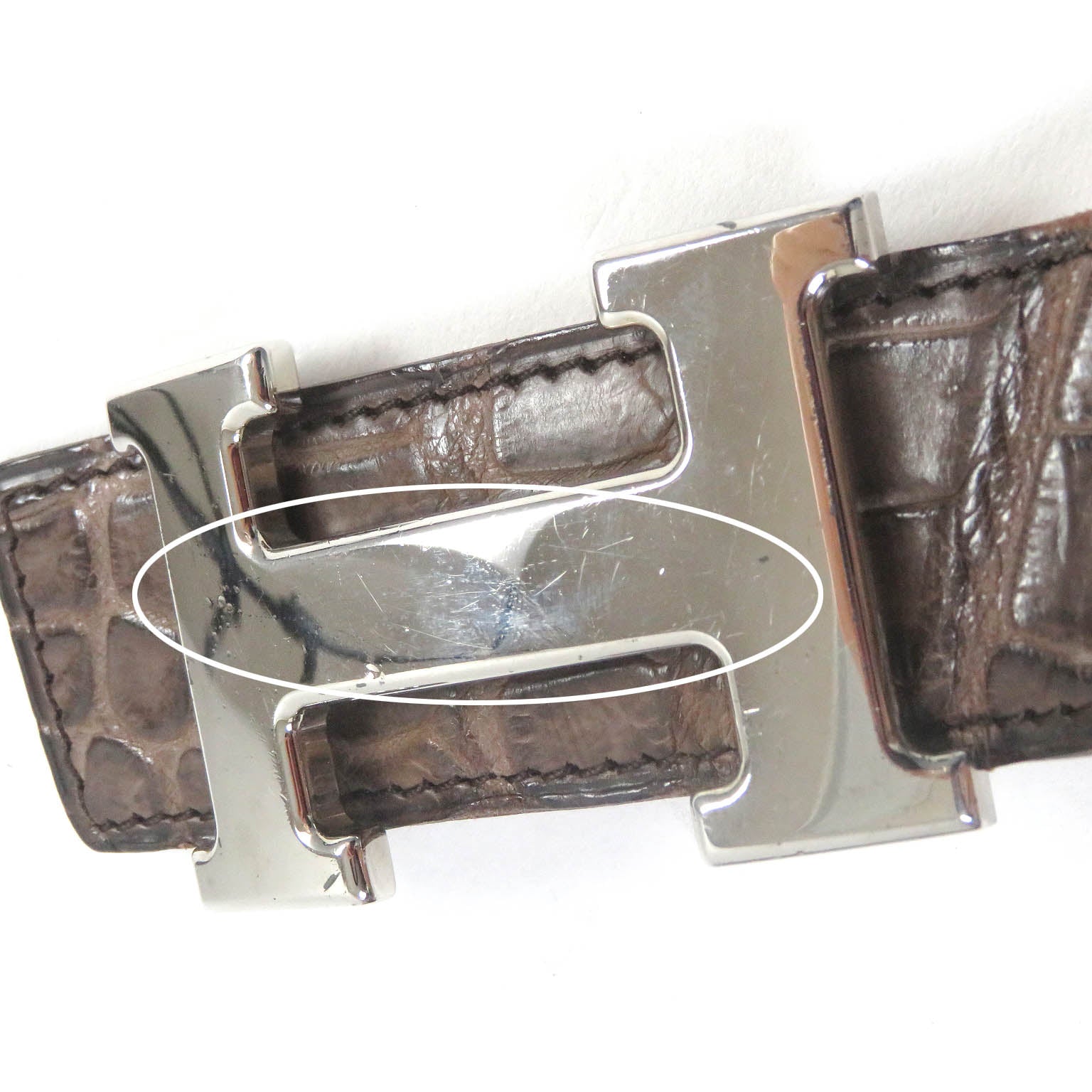 Hermes Crocodile Reversible Belt Brown 85