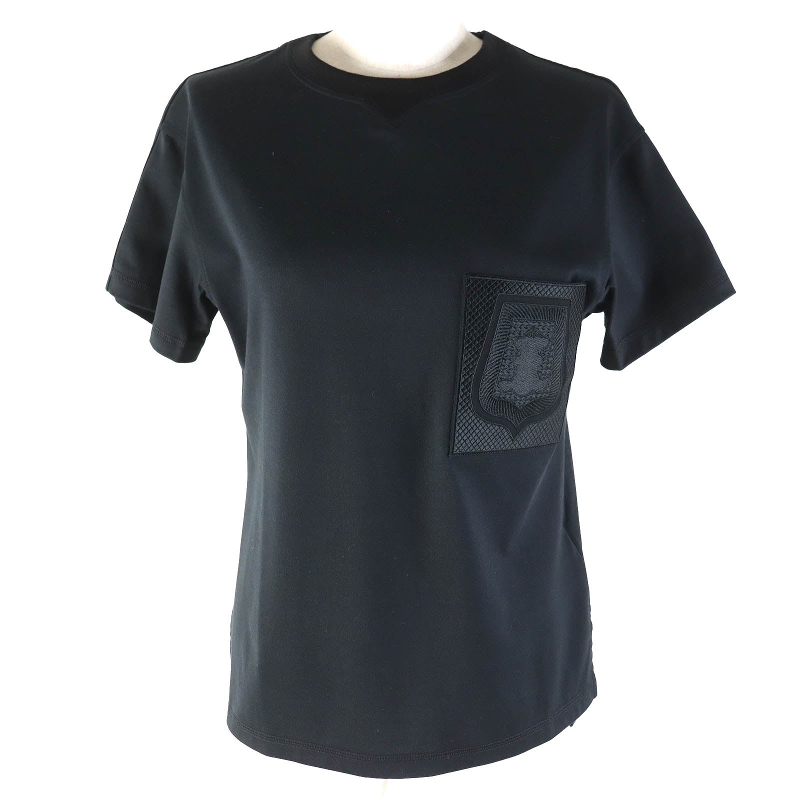 Hermes Cotton Pocket Embroidery T-Shirt Black