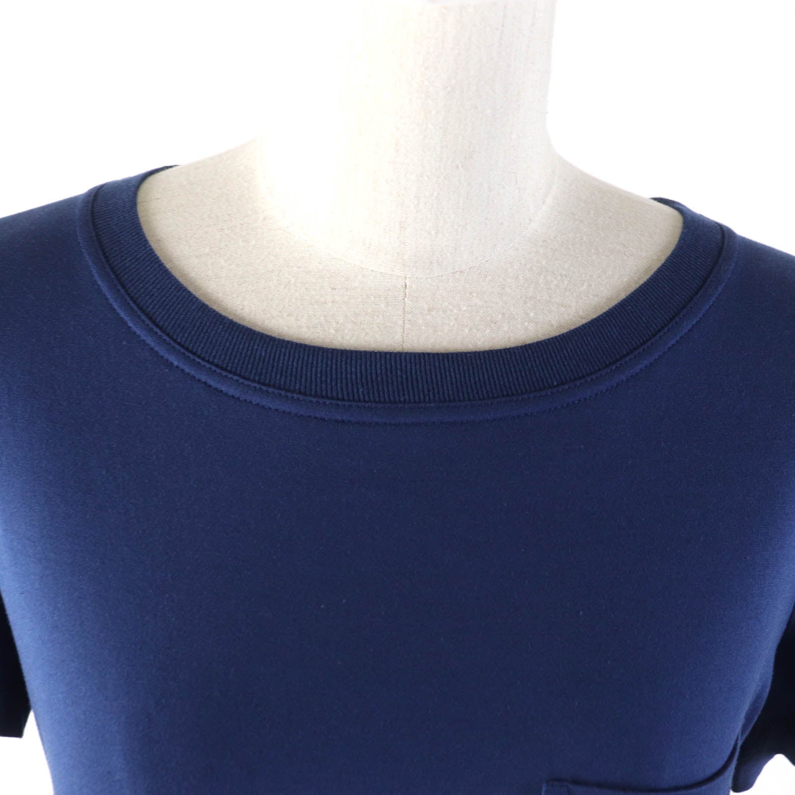 HERMES Cotton Crew Neck T-Shirt Navy Women