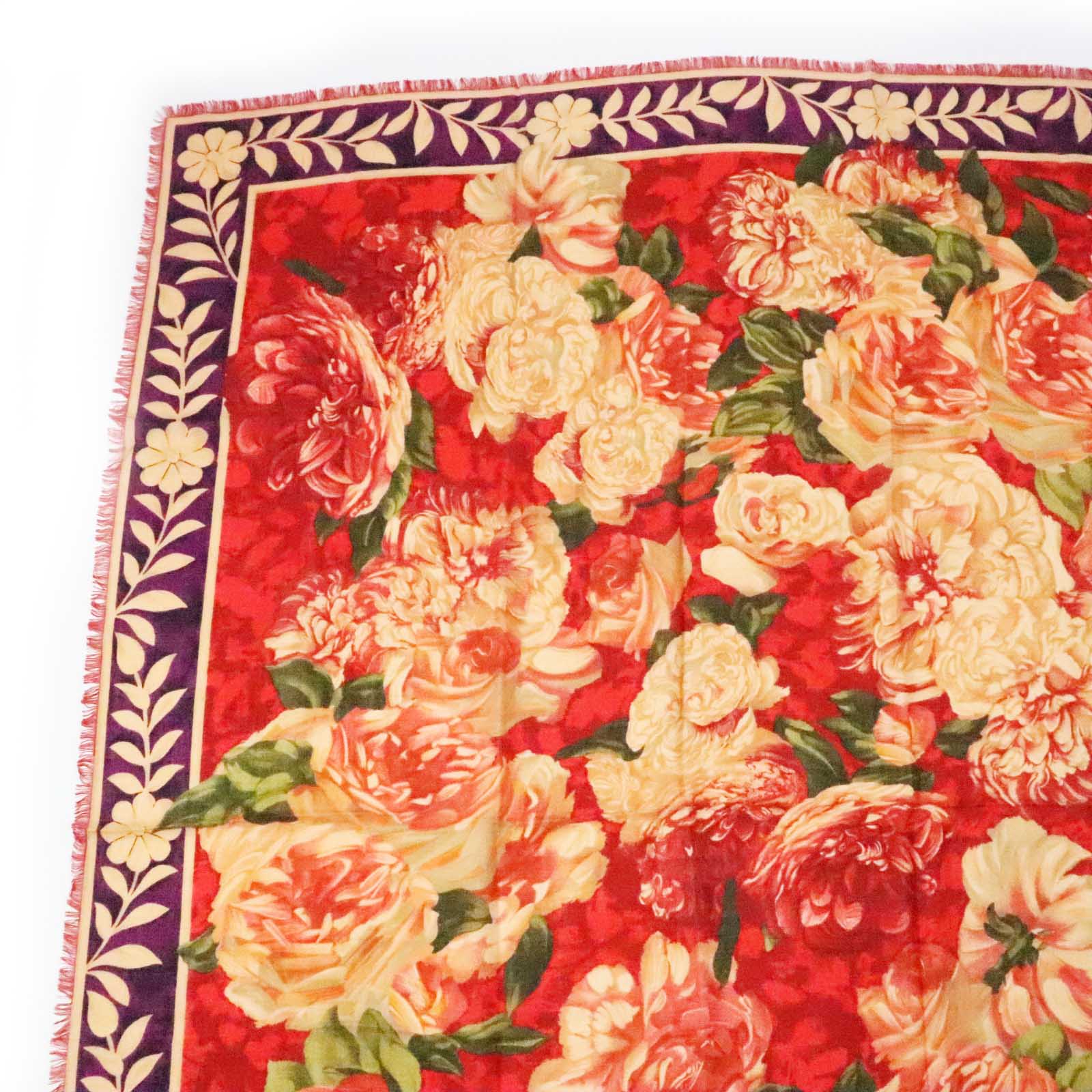 Gucci Wool Silk Flower Print Scarf