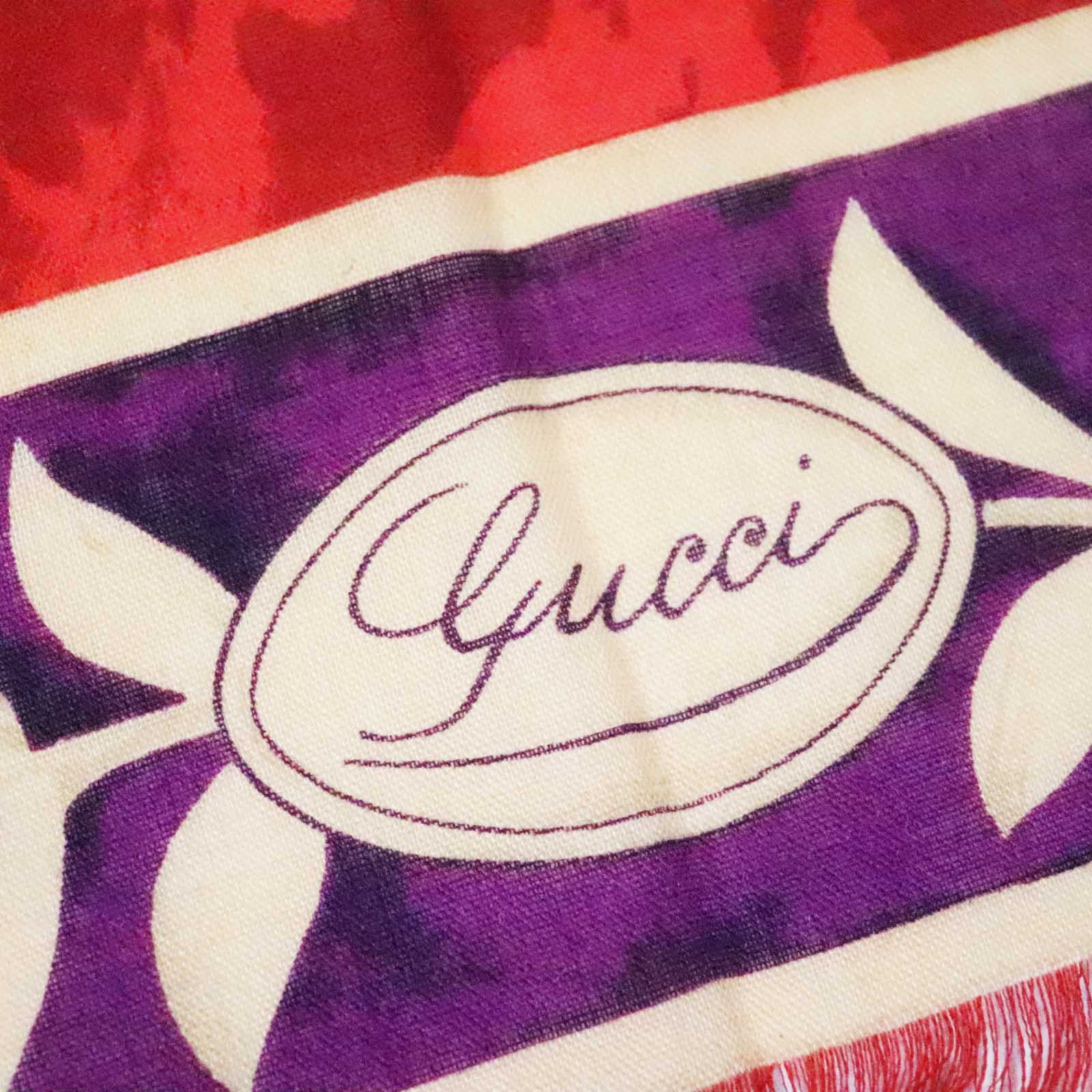 Gucci Wool Silk Flower Print Scarf