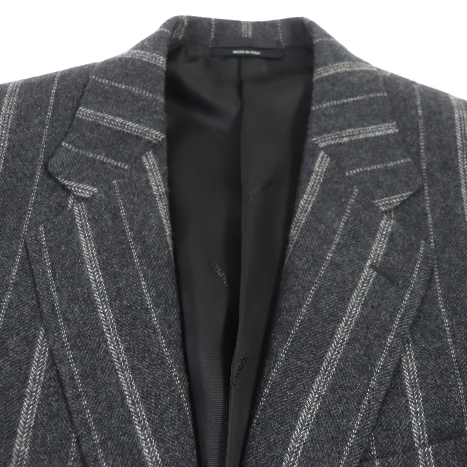 HERMES Cashmere Stripe Jacket Gray 52