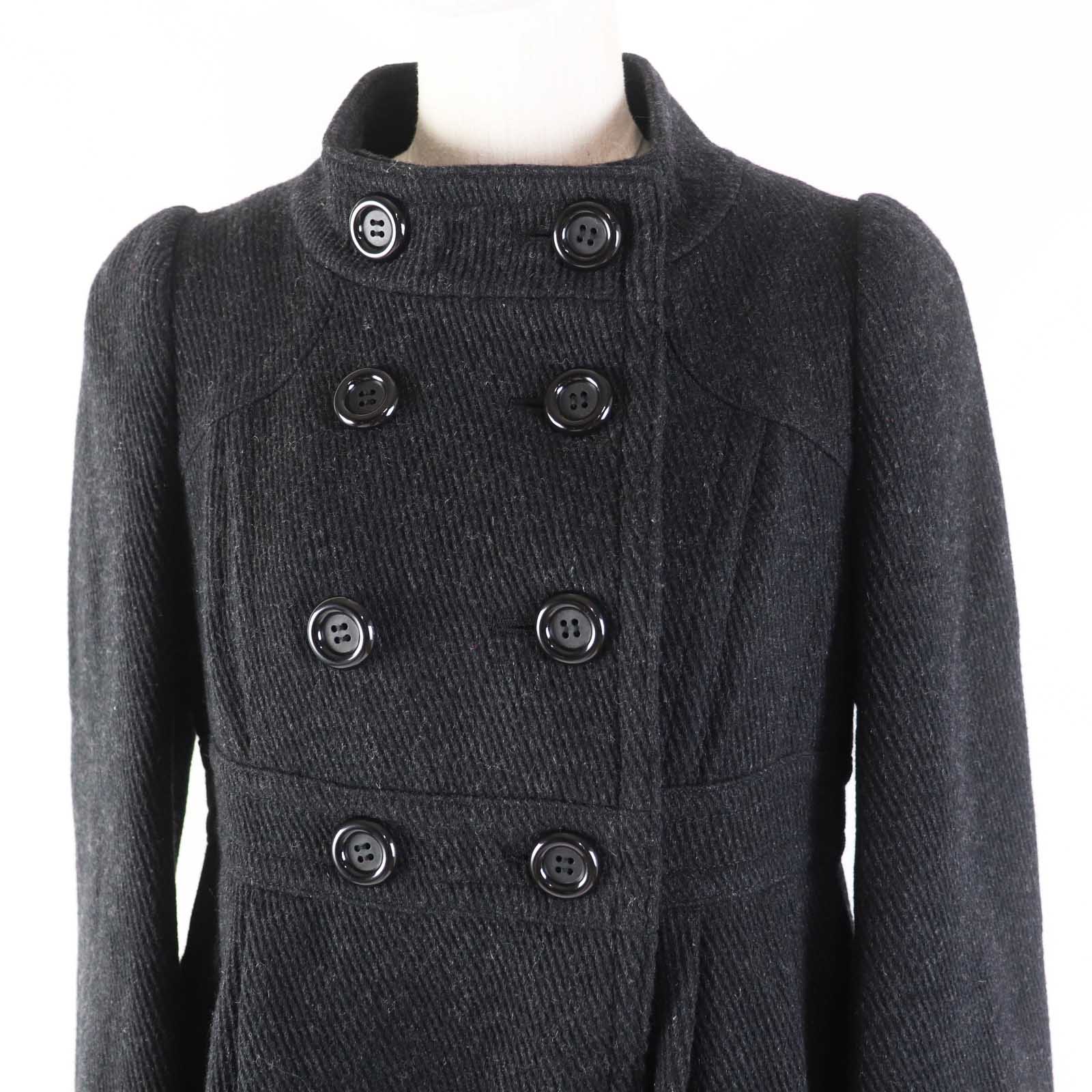 Burberry Wool Nylon Double Coat Charcoal Gray Women