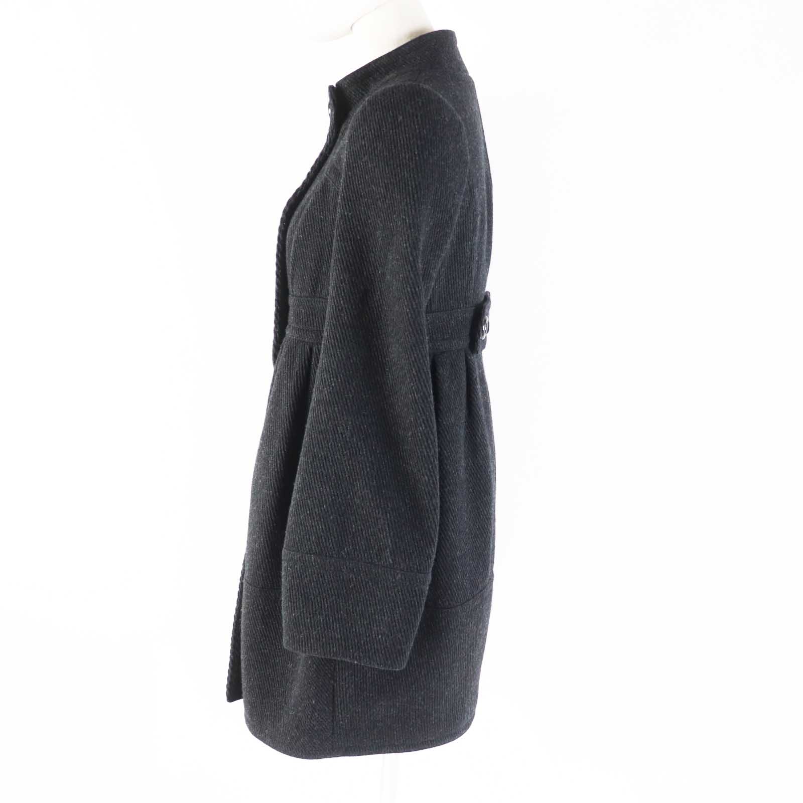 Burberry Wool Nylon Double Coat Charcoal Gray Women