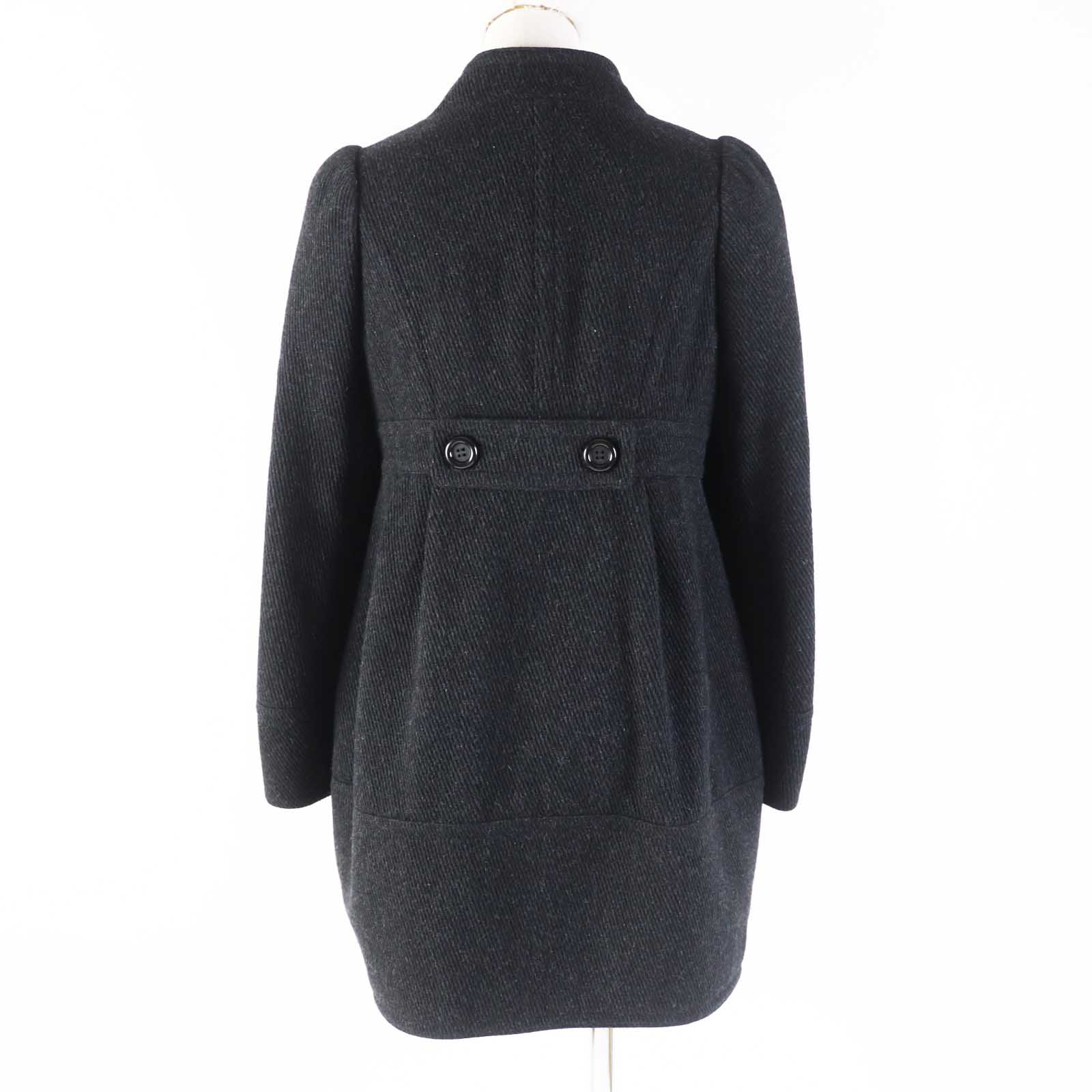 Burberry Wool Nylon Double Coat Charcoal Gray Women