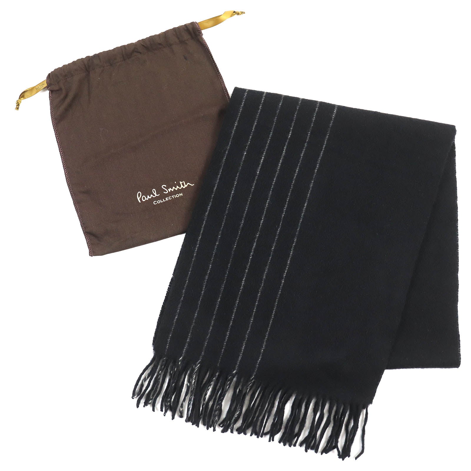 Paul Smith Cashmere Striped Fringe Scarf