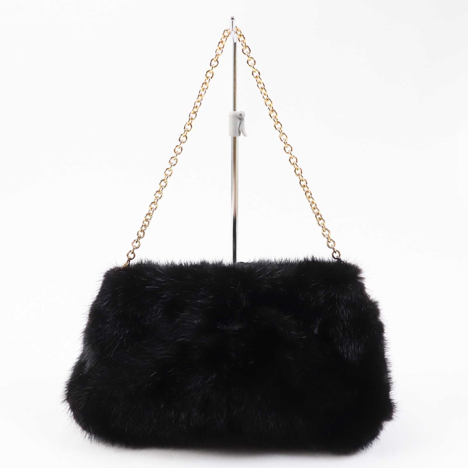 Valentino Python Leather Mink Fur Handbag