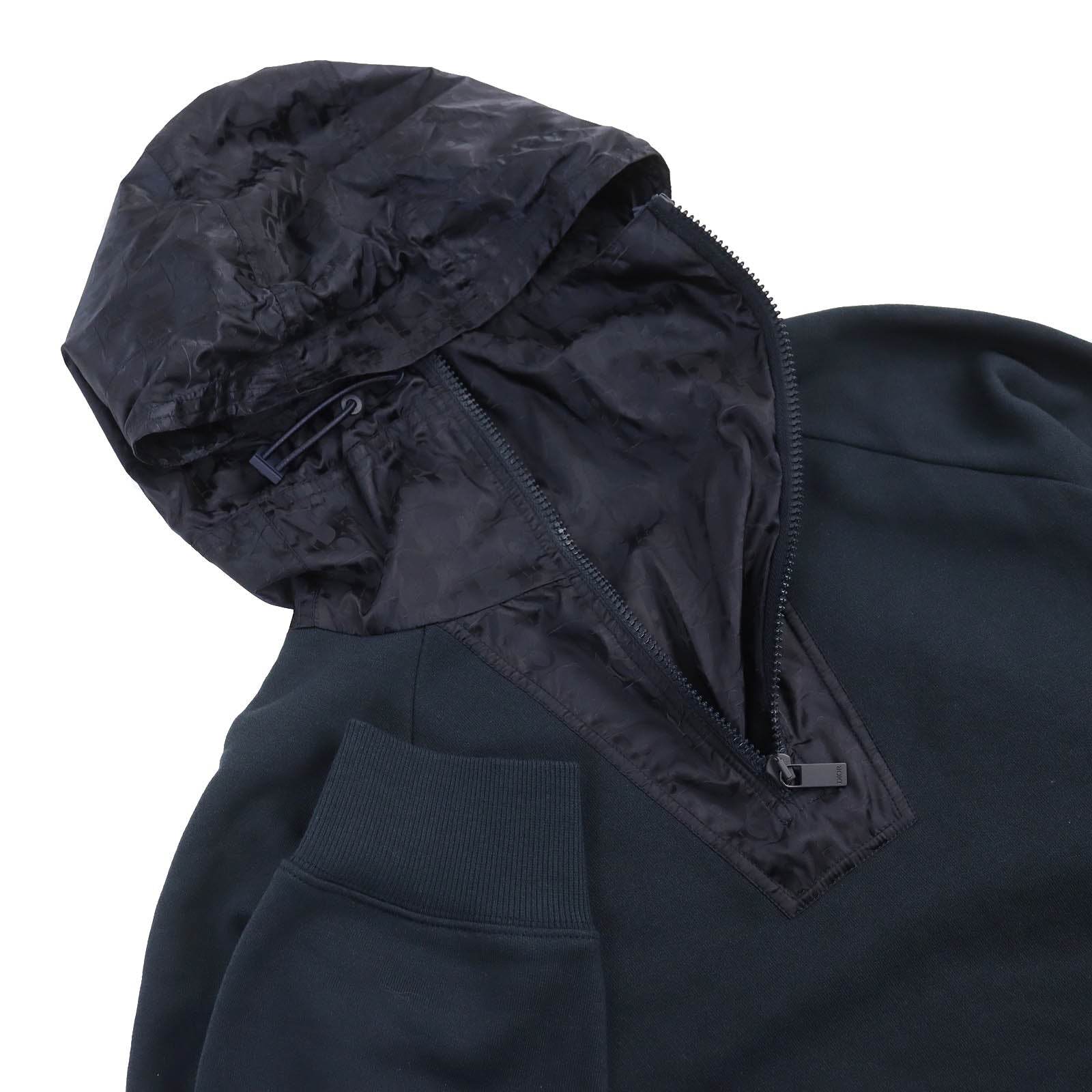 Dior Nylon Hooded Half Zip Layered Parker Navy S