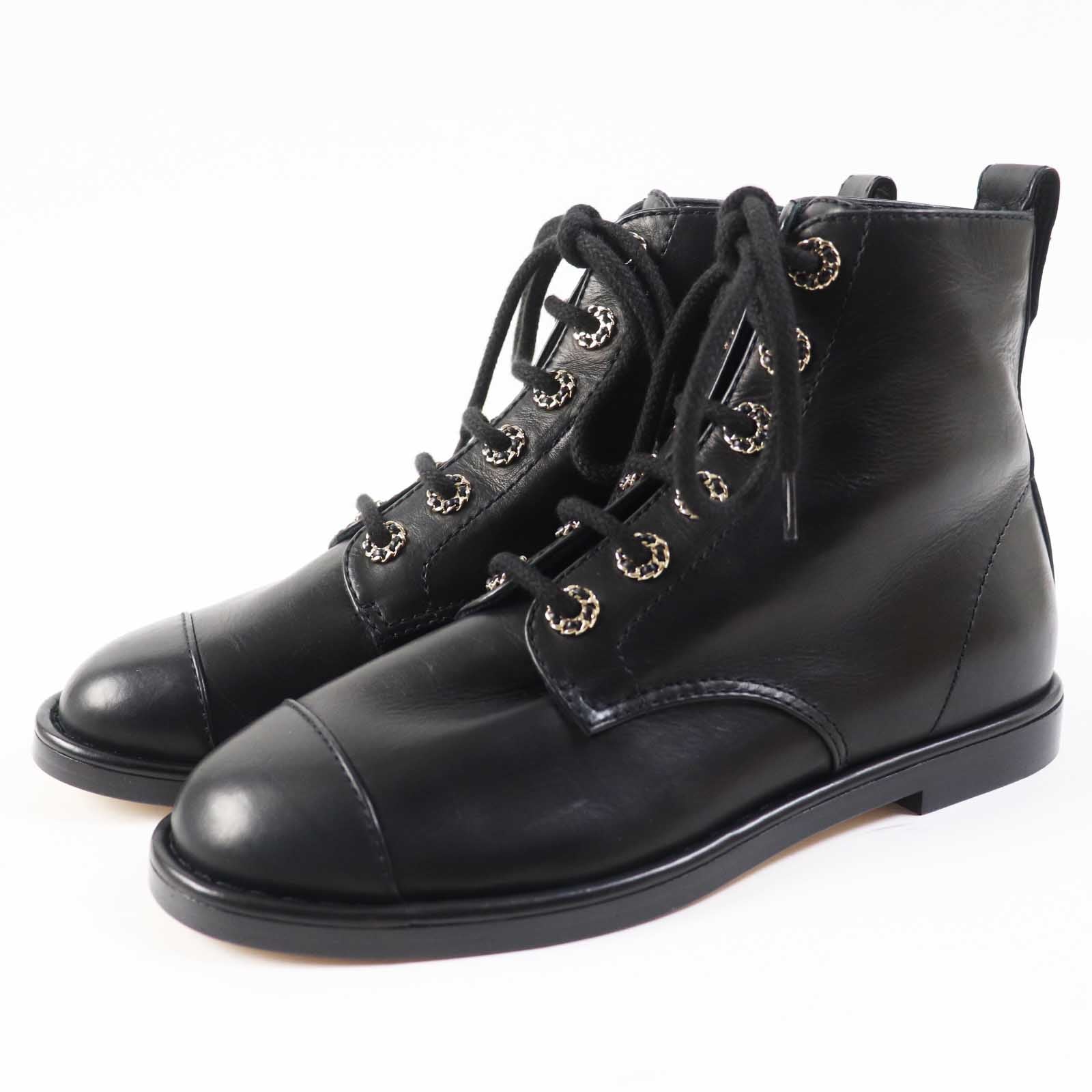 Chanel COCO Mark Leather Short Boots 37.5