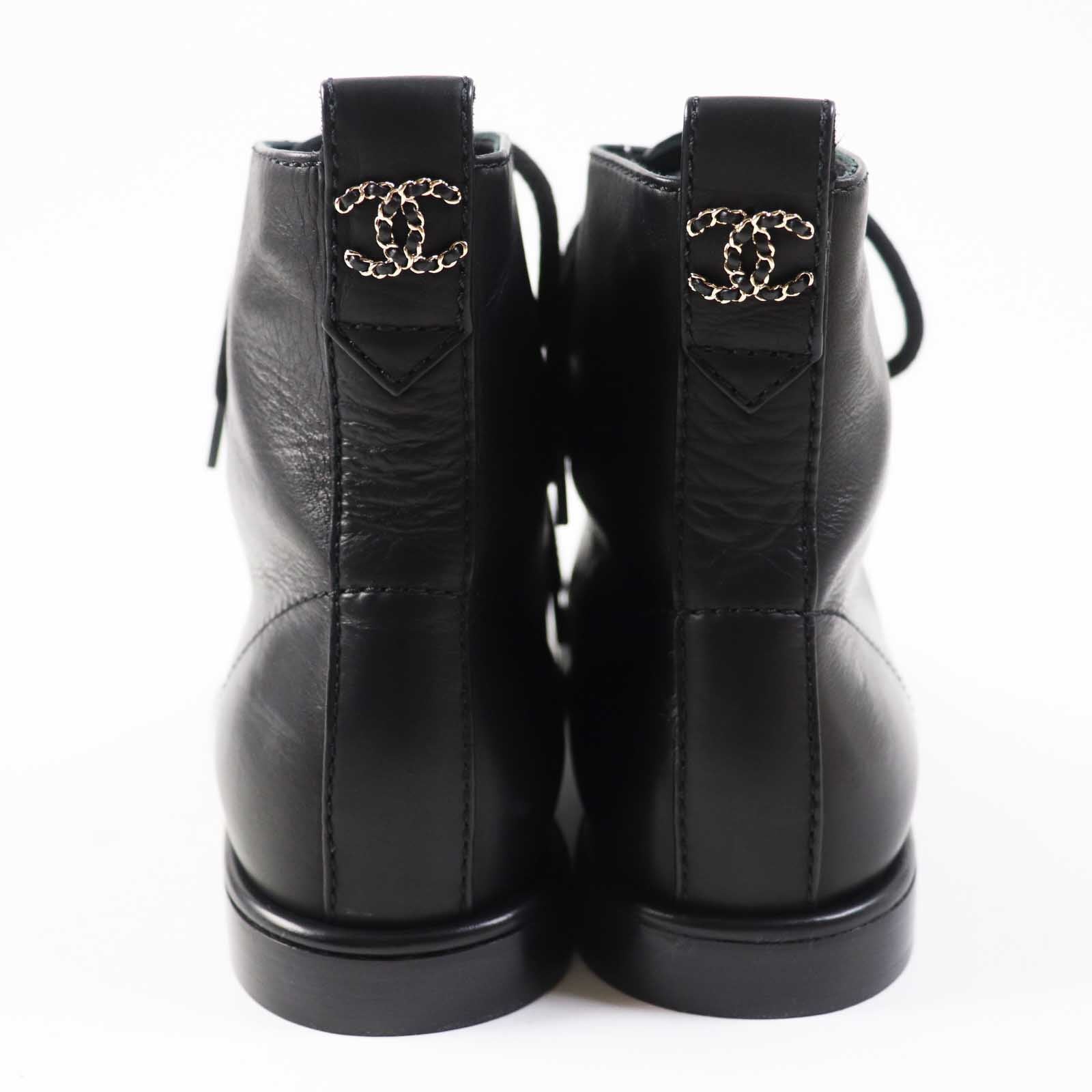 Chanel COCO Mark Leather Short Boots 37.5