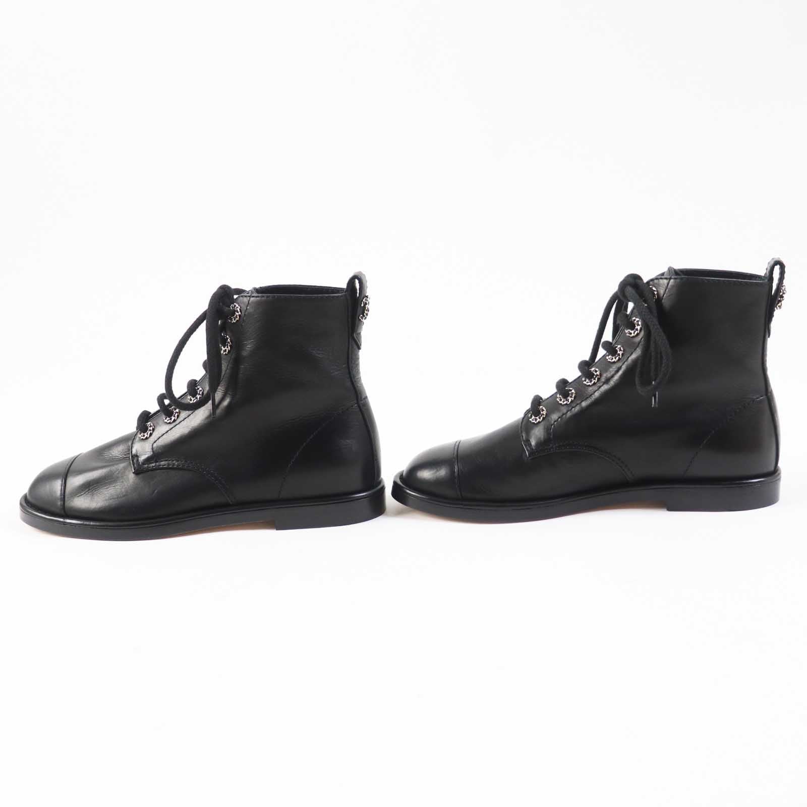 Chanel COCO Mark Leather Short Boots 37.5