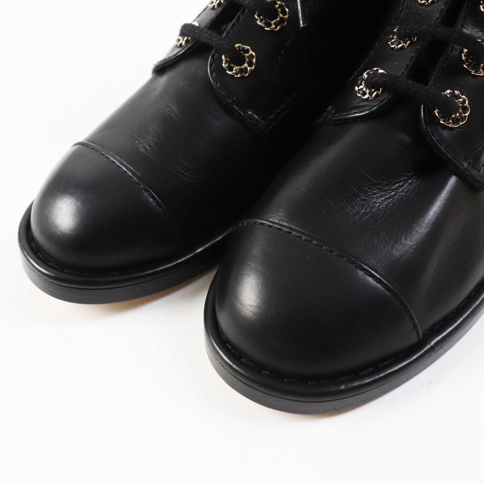 Chanel COCO Mark Leather Short Boots 37.5