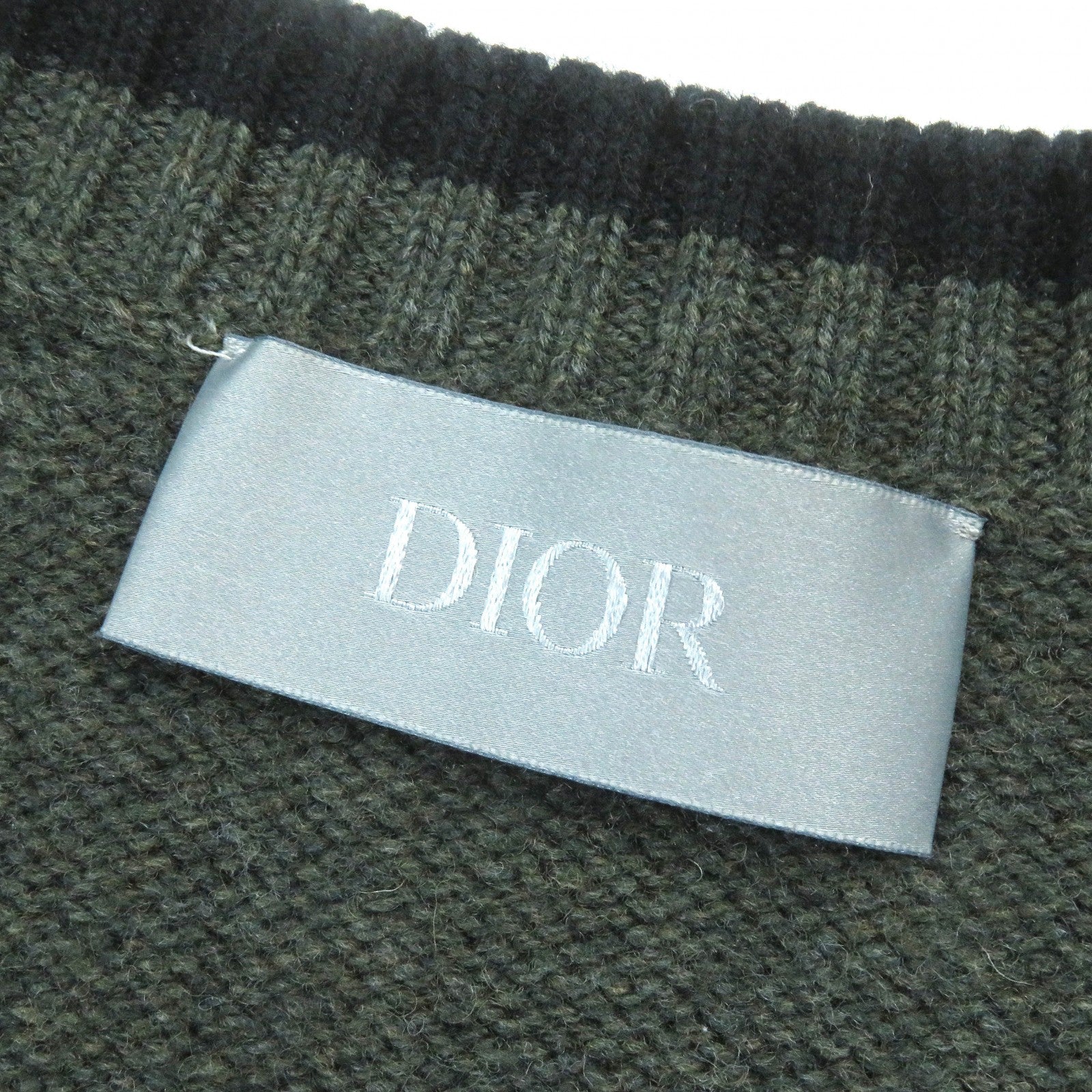 Dior Virgin Wool V-neck Knit Cardigan Khaki S