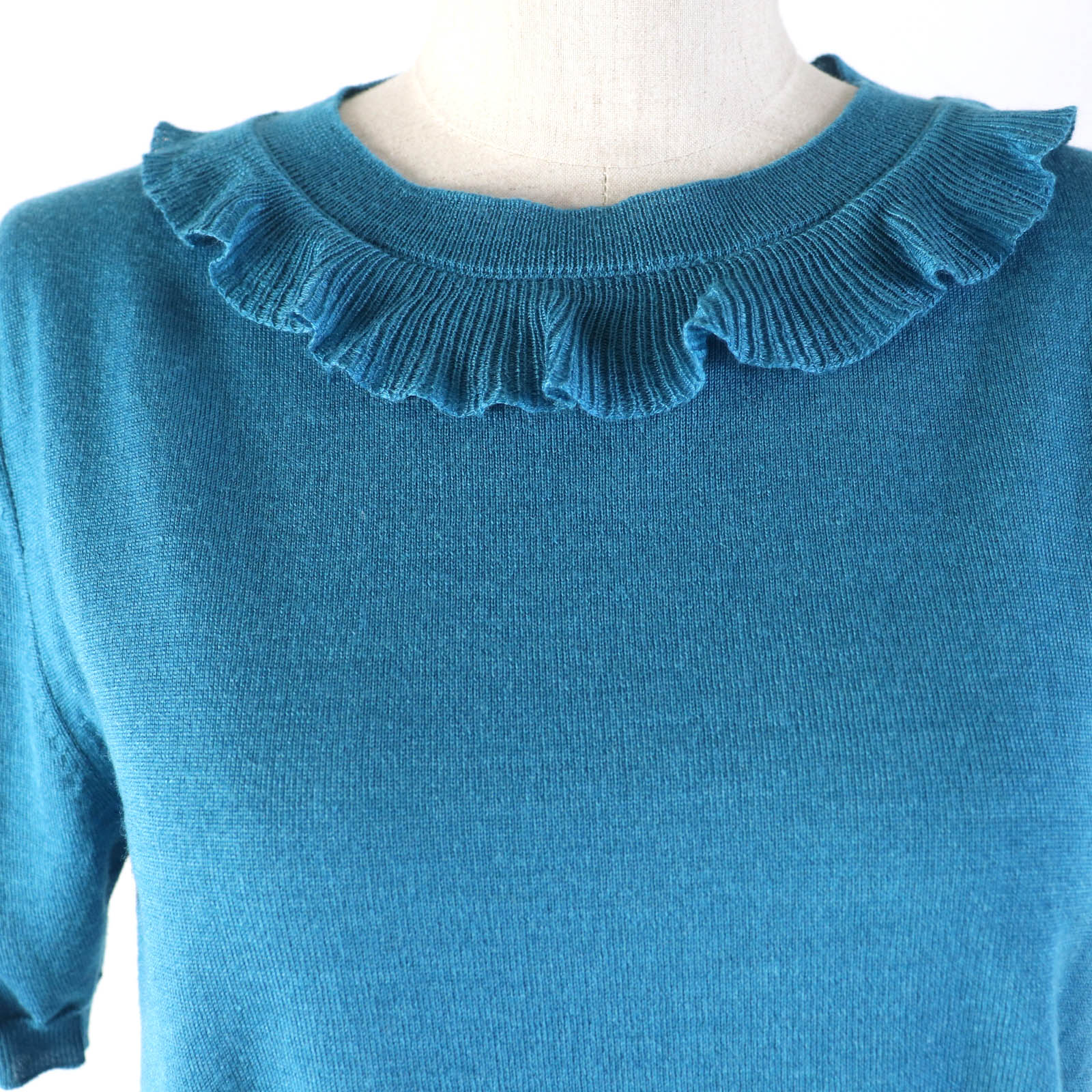 Prada Wool Silk Ruffle Collar Knit Top