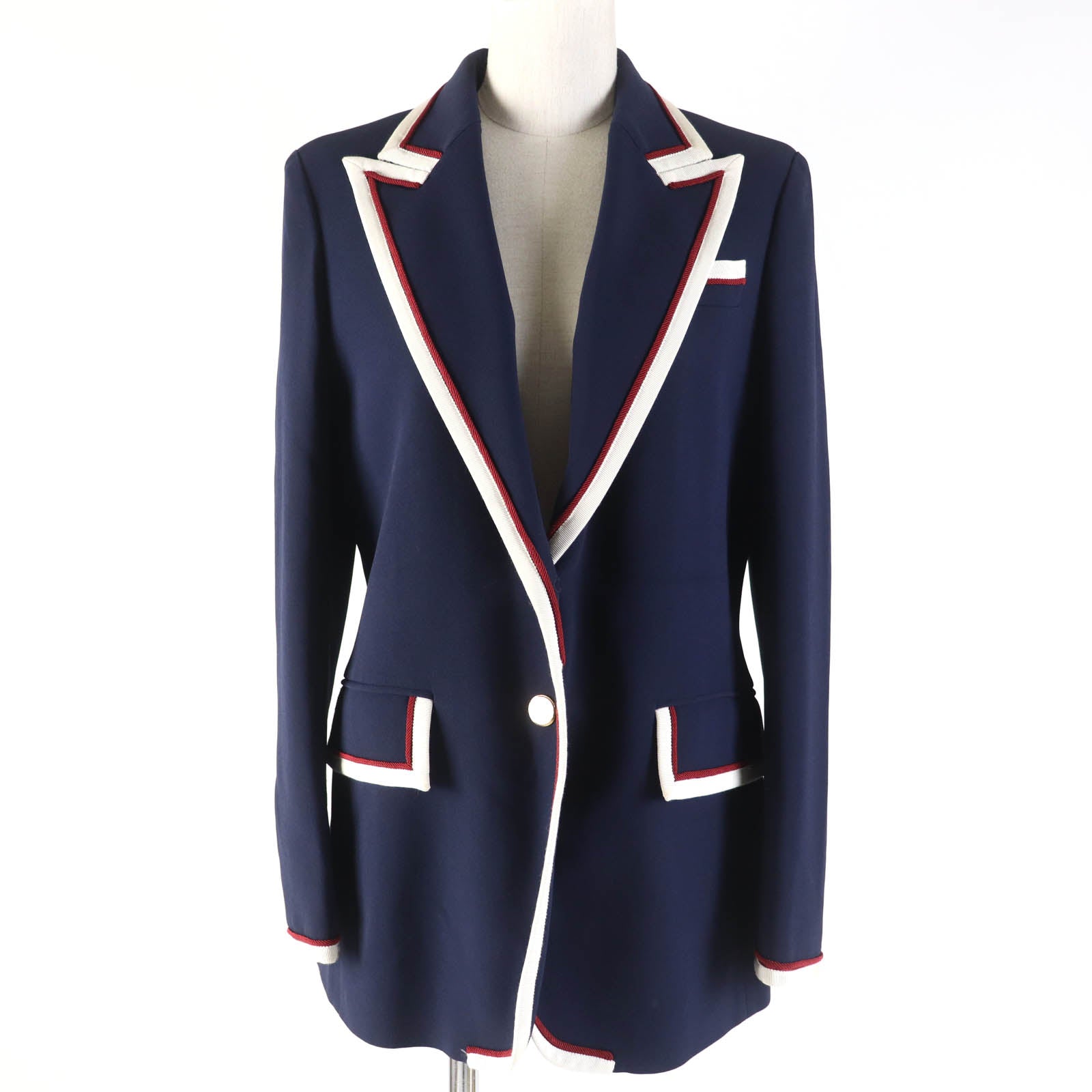 Gucci Silk Tailored Jacket Navy 42 Women