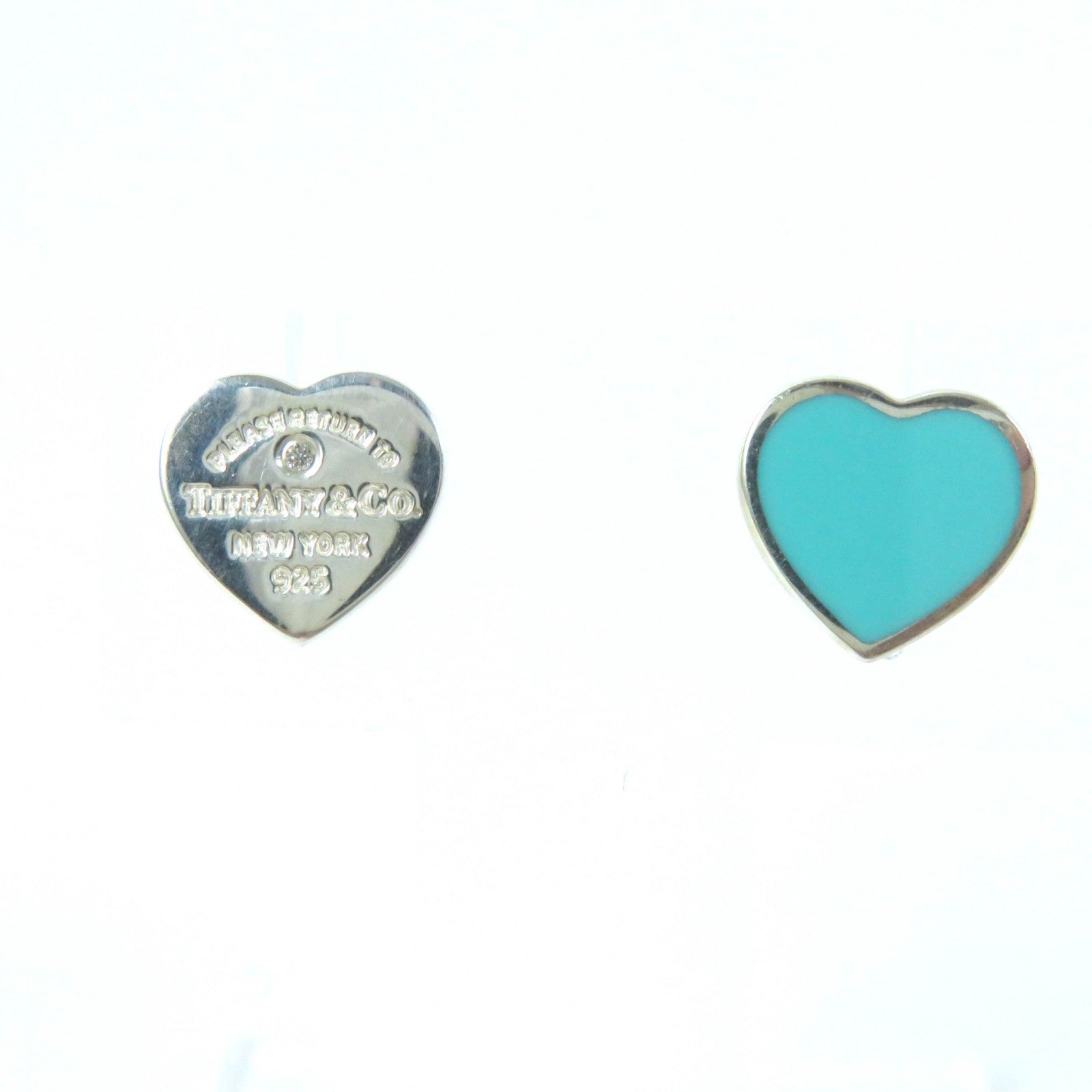 Tiffany & Co AG925 Diamond Heart Tag Earrings