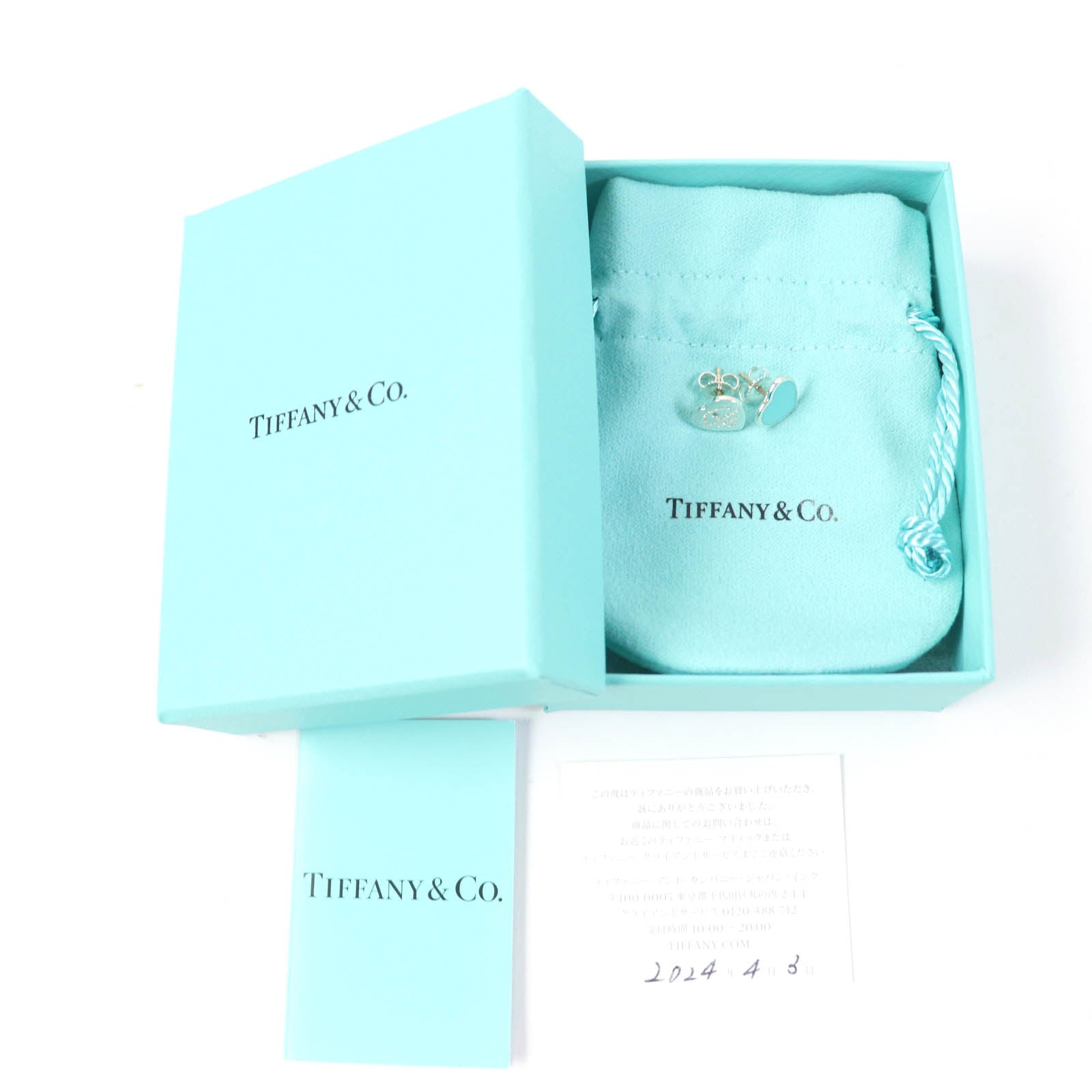 Tiffany & Co AG925 Diamond Heart Tag Earrings