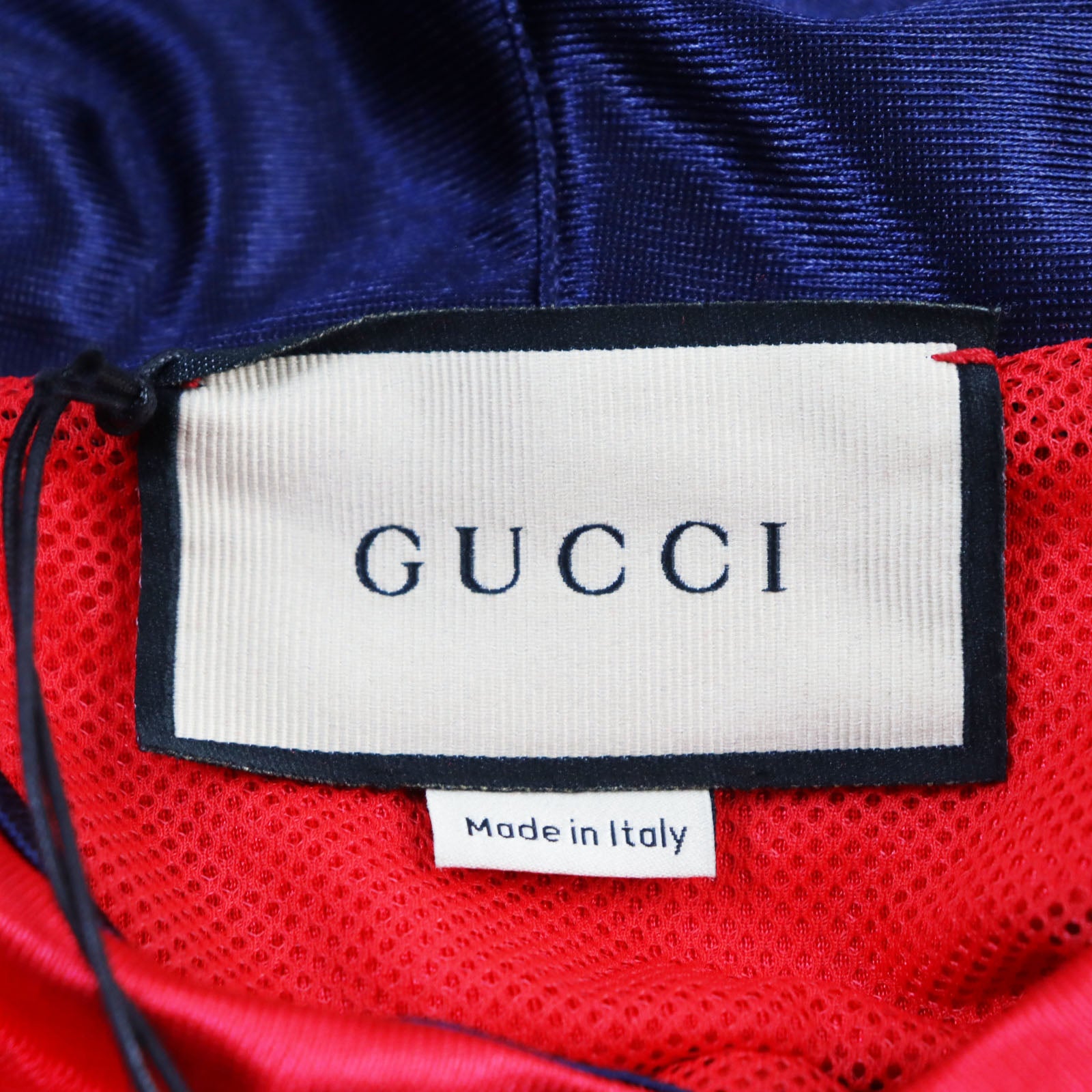 GUCCI Hooded Shiny Jersey Pullover Red M