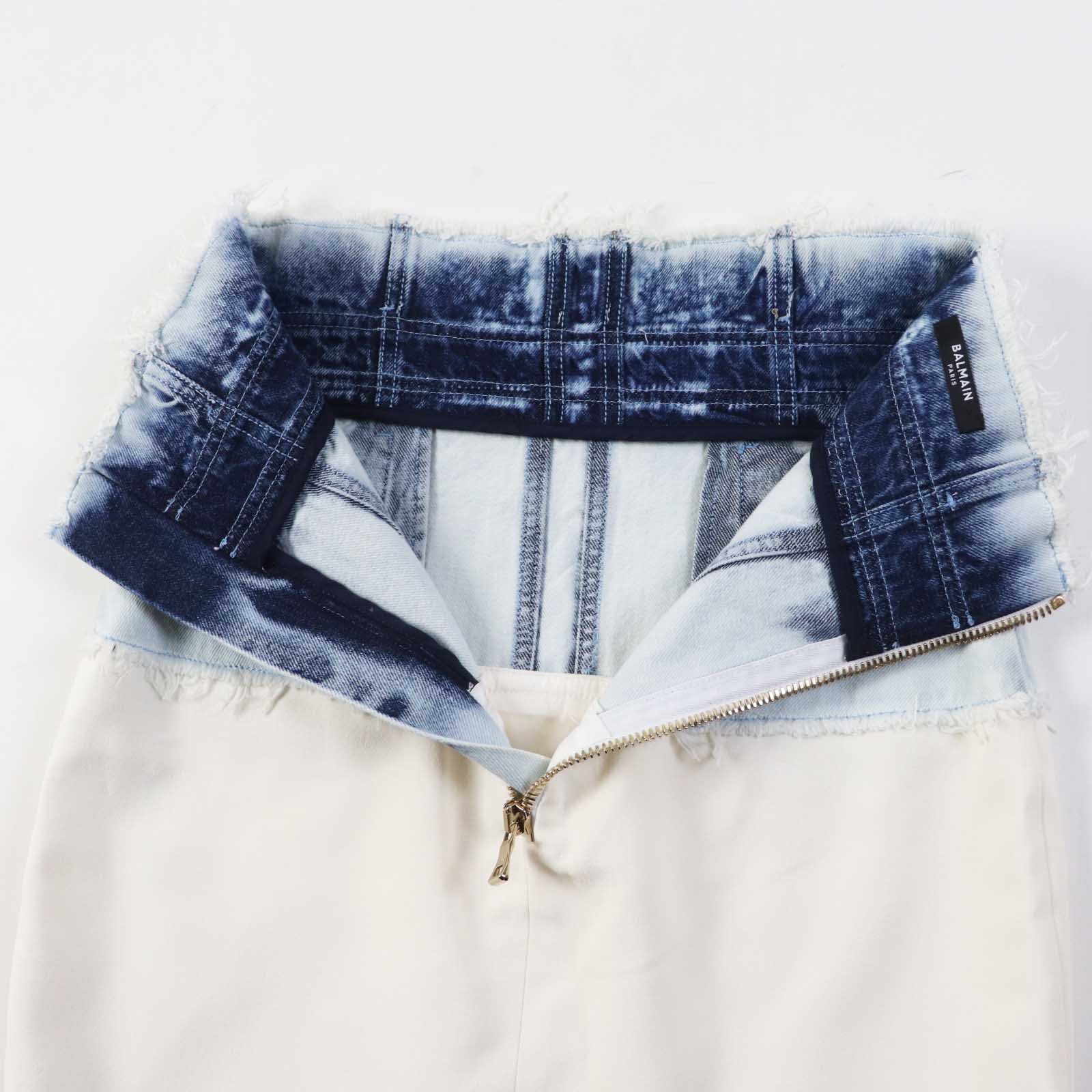 Balmain Rayon Cotton Denim Skirt Women