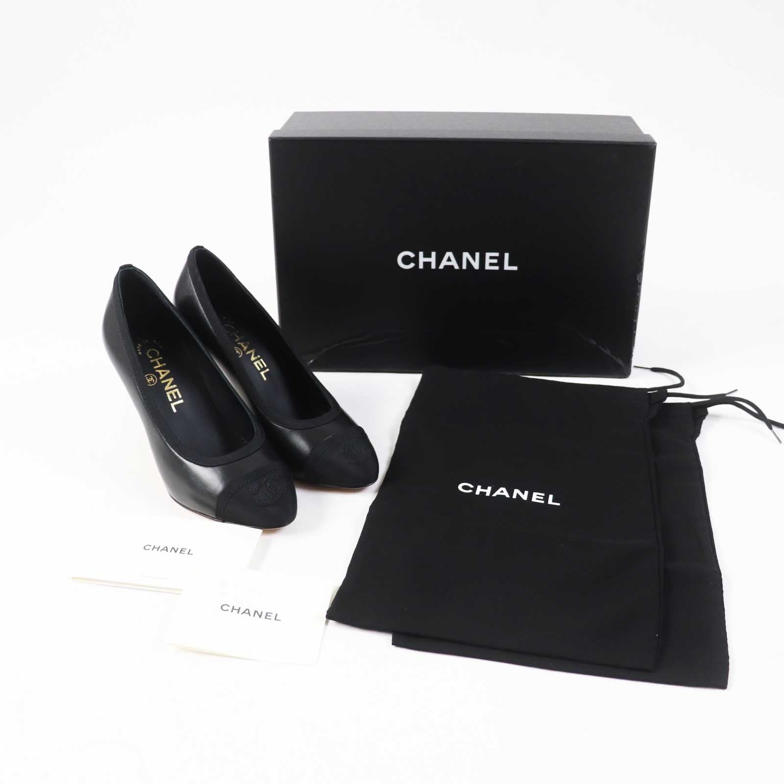 Chanel Lamb Leather Almond Toe Pumps Black