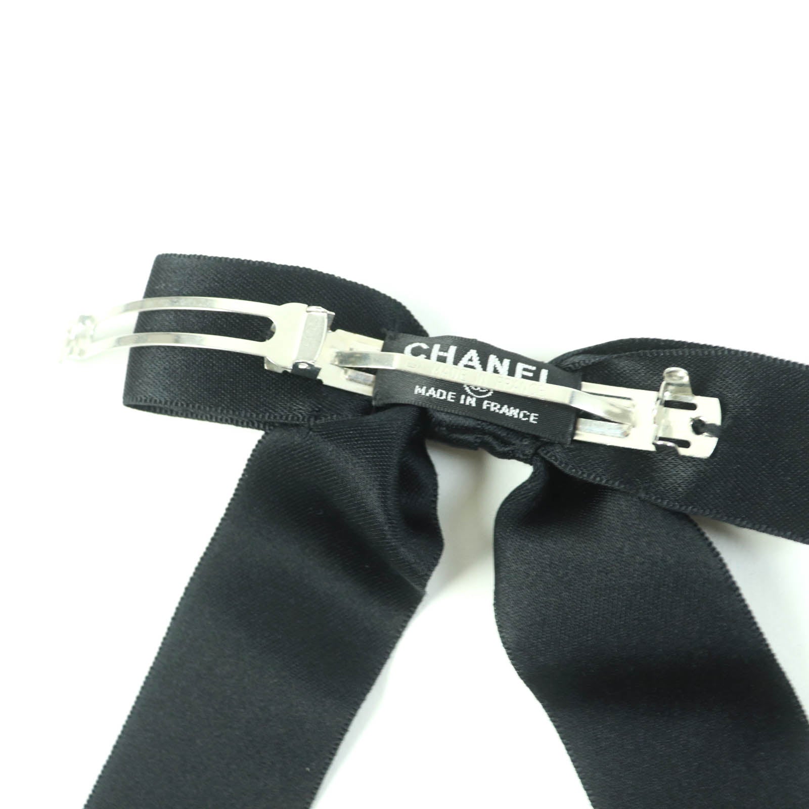 Chanel Ribbon Barrette Hair Accessory Black