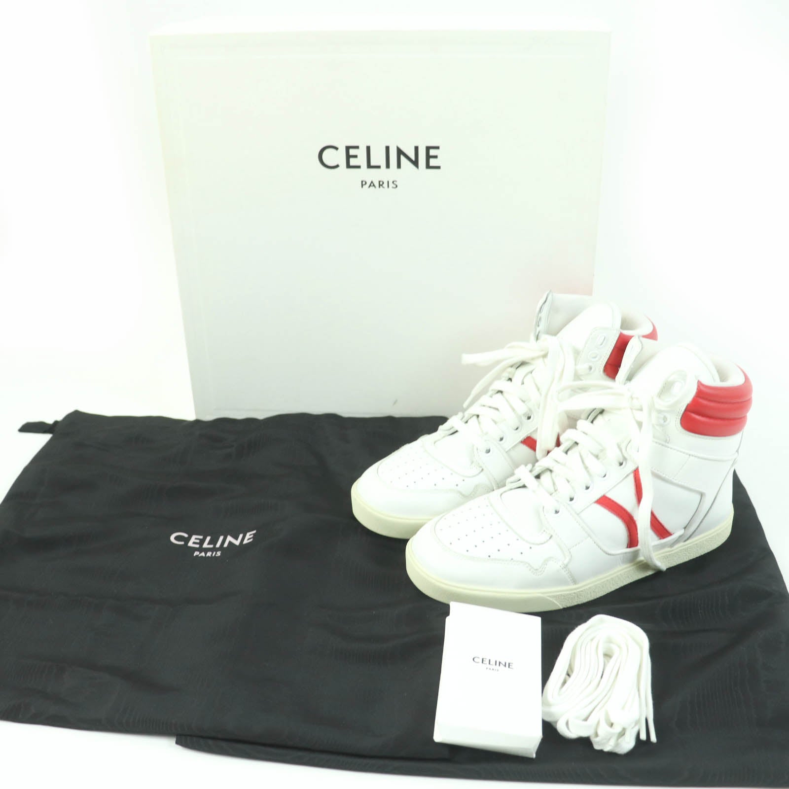 Celine Leather High Cut Sneakers White 39