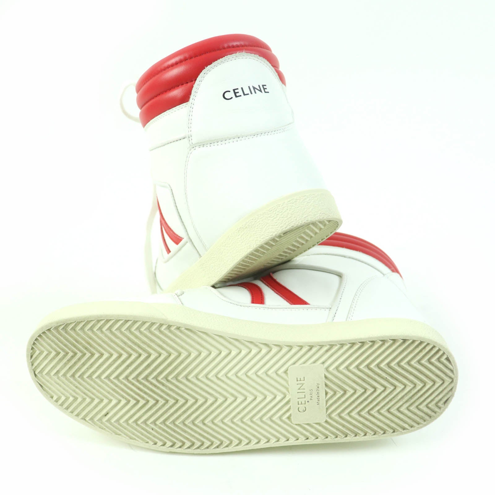 Celine Leather High Cut Sneakers White 39