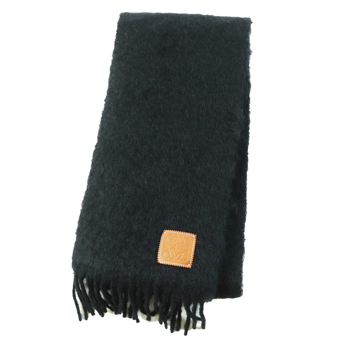 Loewe Mohair Wool Anagram Leather Patch Scarf