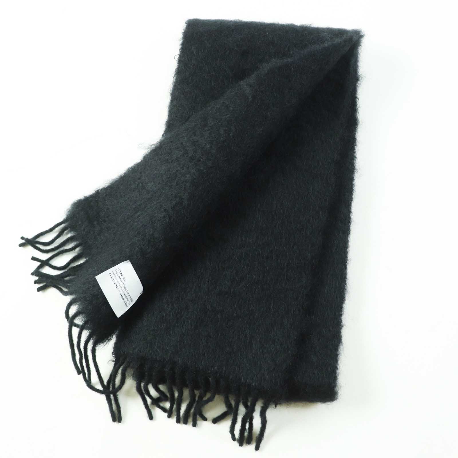 Loewe Mohair Wool Anagram Leather Scarf