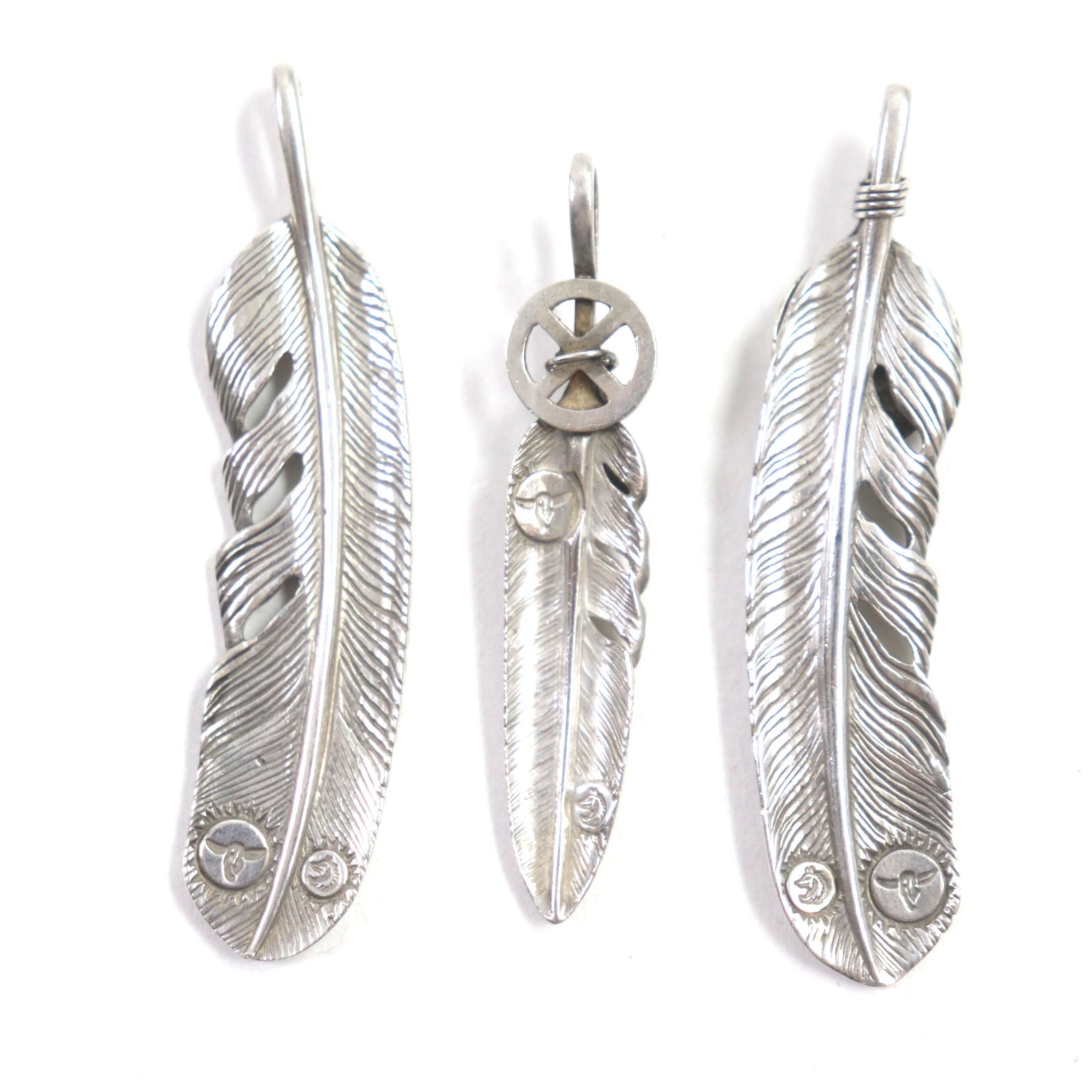 SV925 Silver Heart & Wheel Feather Pendant Set