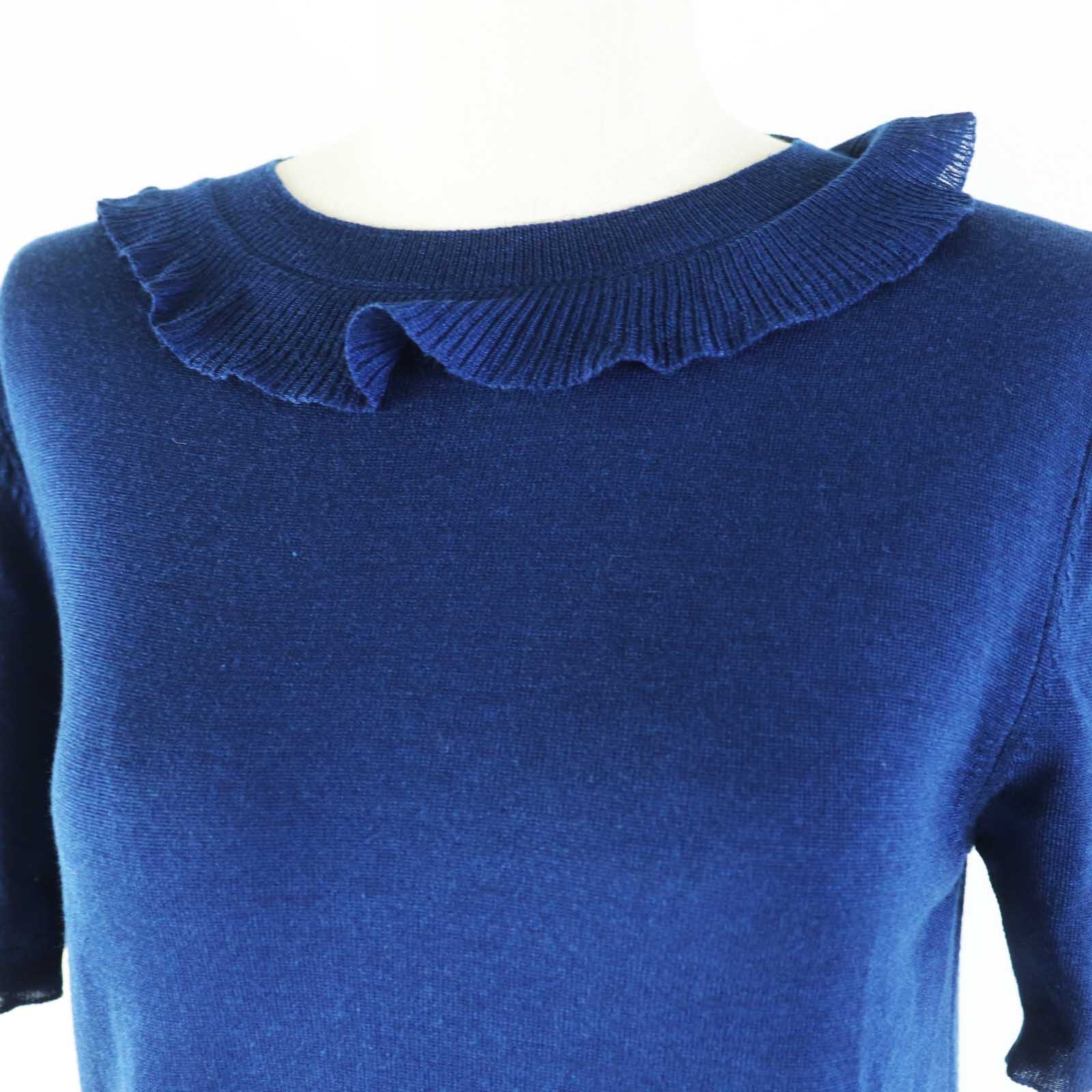 Prada Wool Silk Ruffled Collar Knit Top