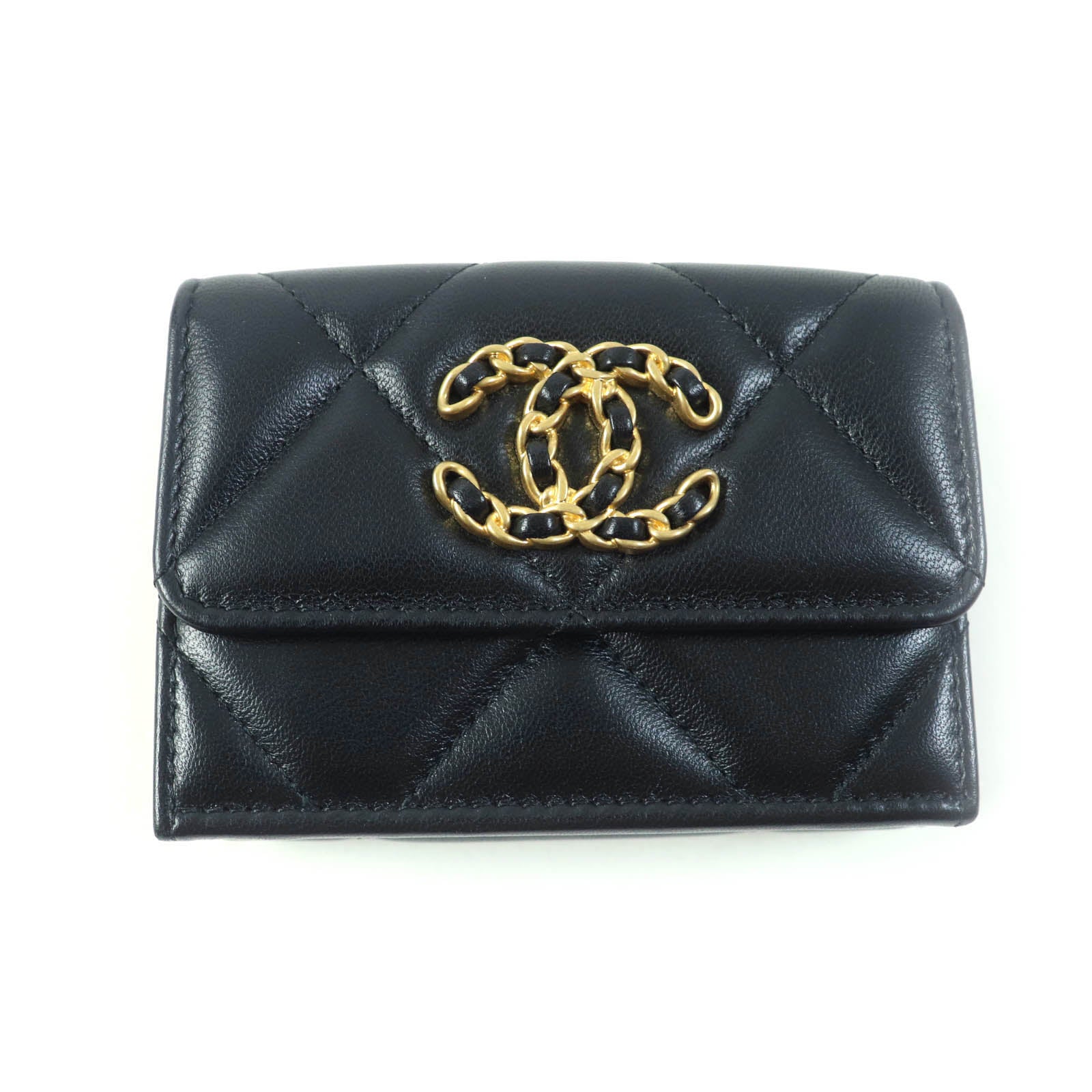 Chanel 19 Small Flap Wallet Lambskin Black