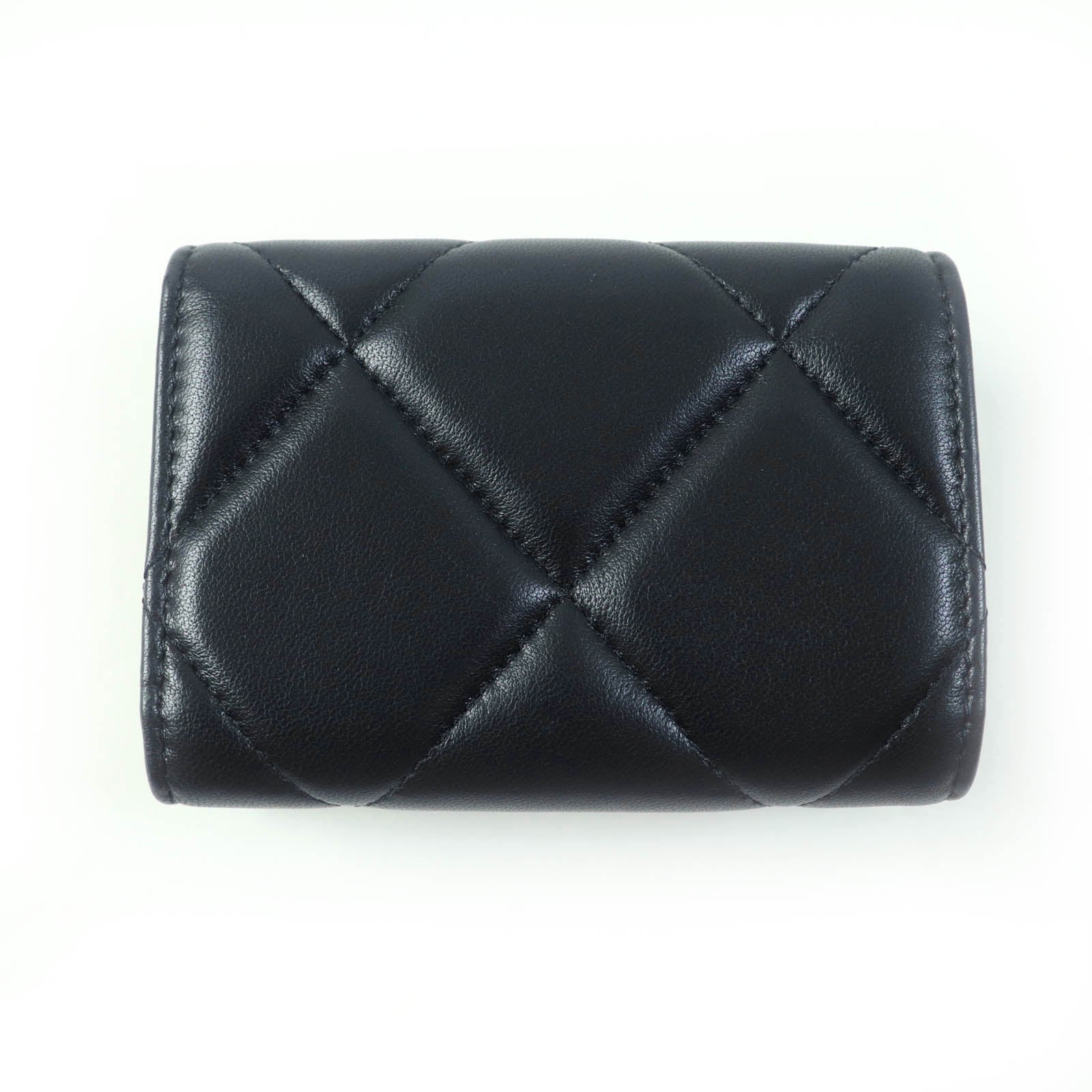 Chanel 19 Small Flap Wallet Lambskin Black