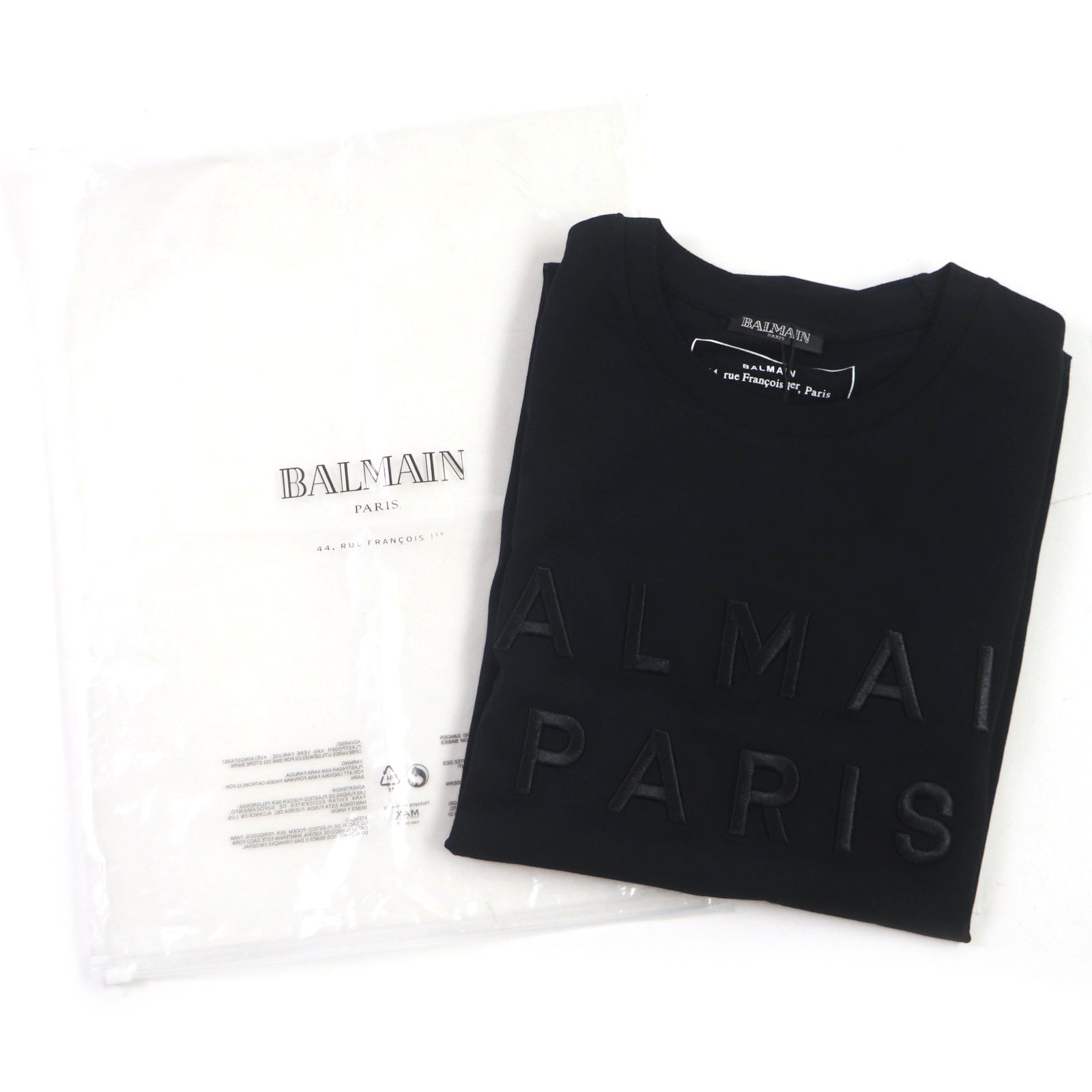 Balmain Cotton Logo Crew Neck T-Shirt Black S