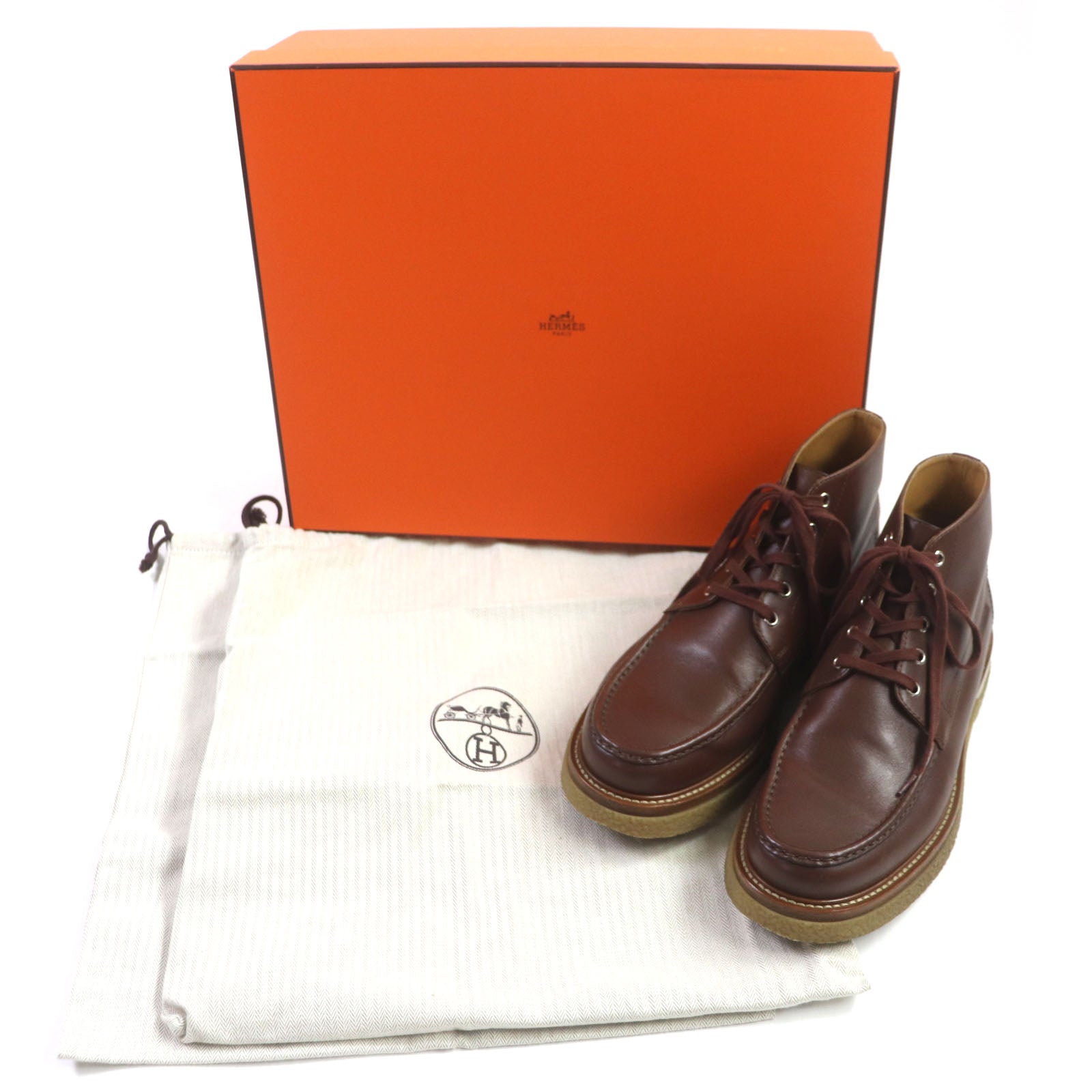 Hermes Leather Ankle Boots Brown