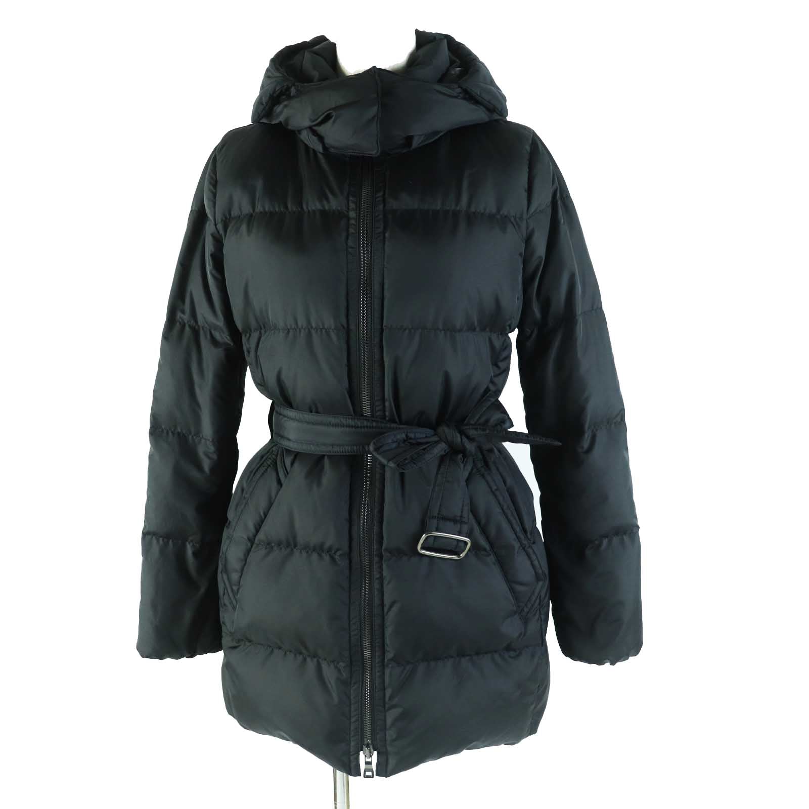 COACH Hooded Double Zip Down Coat Black XS