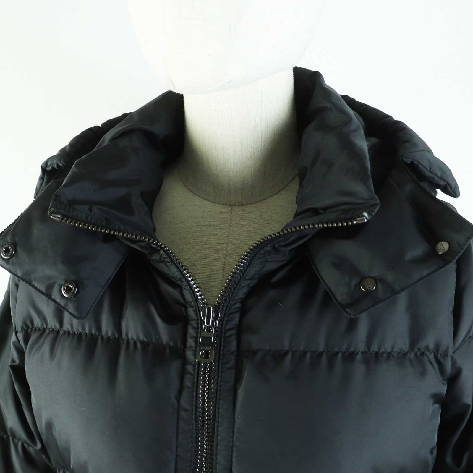 COACH Hooded Double Zip Down Coat Black XS