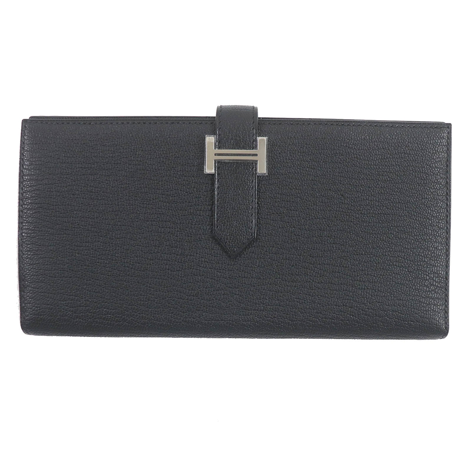 HERMES Beance H Logo Chevre Purse Black