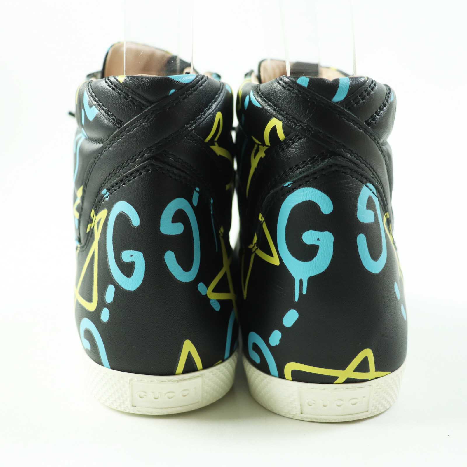 GUCCI Ghost Leather High Cut Sneakers Black