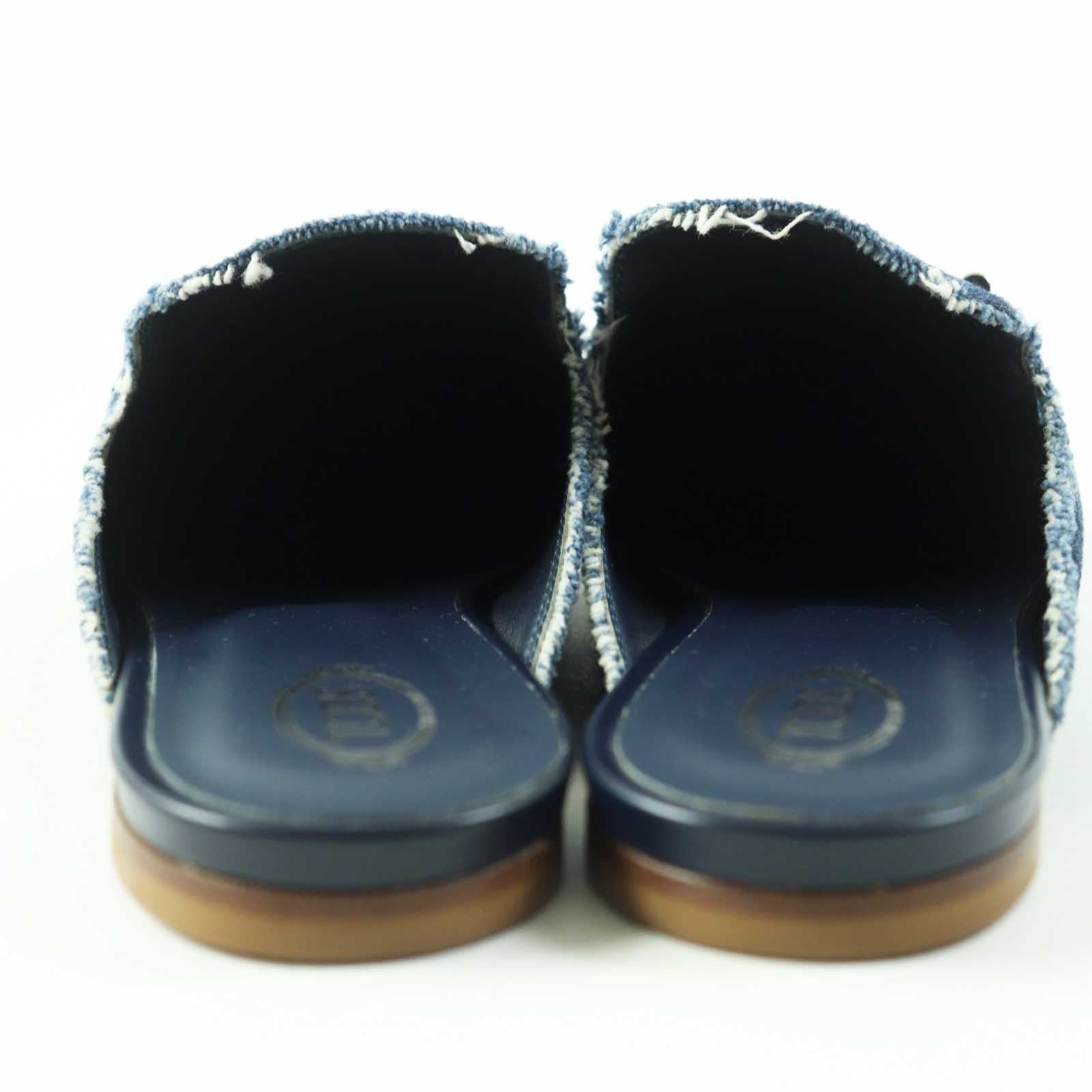 Tod's Double T Denim Leather Slip-Ons 38.5