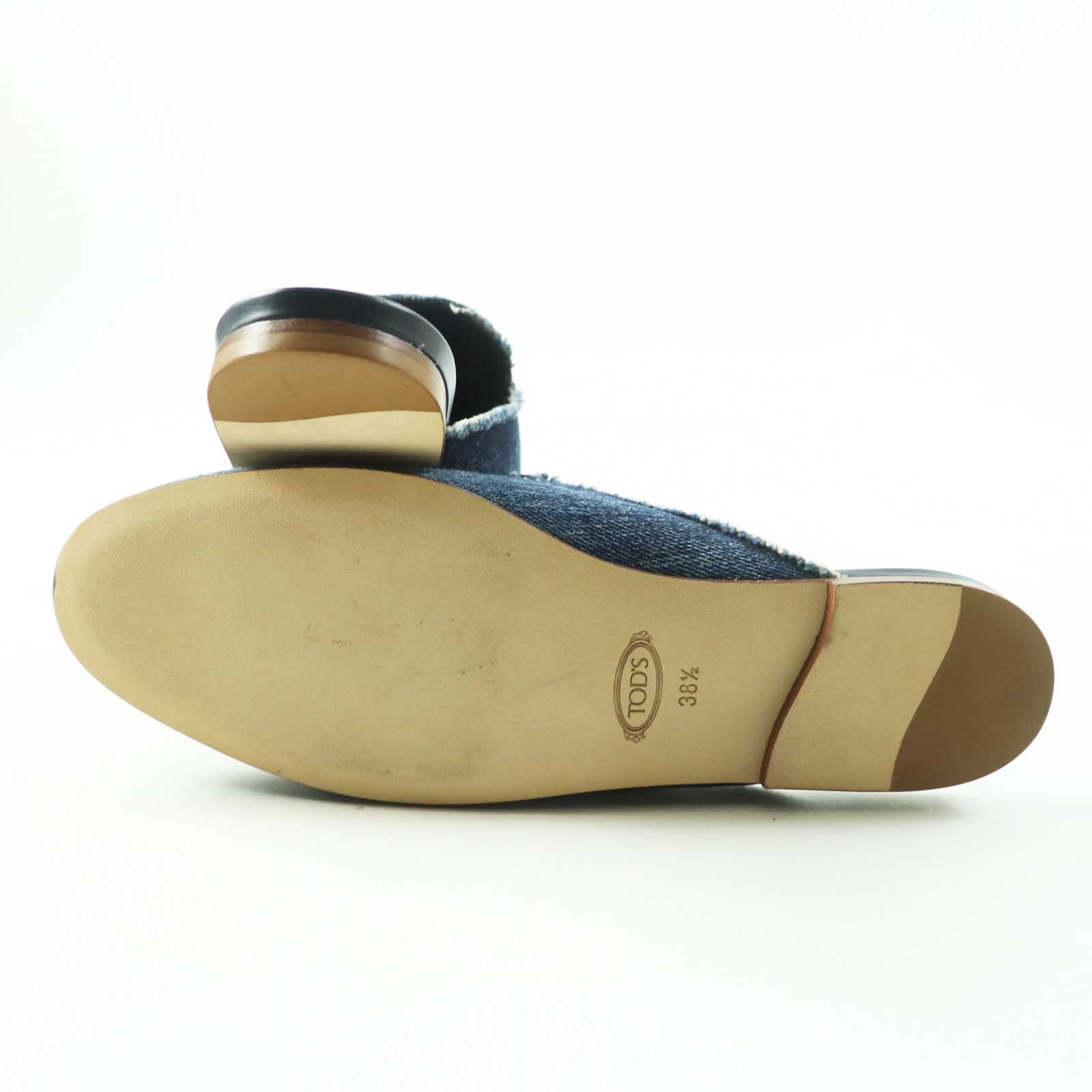 Tod's Double T Denim Leather Slip-Ons 38.5