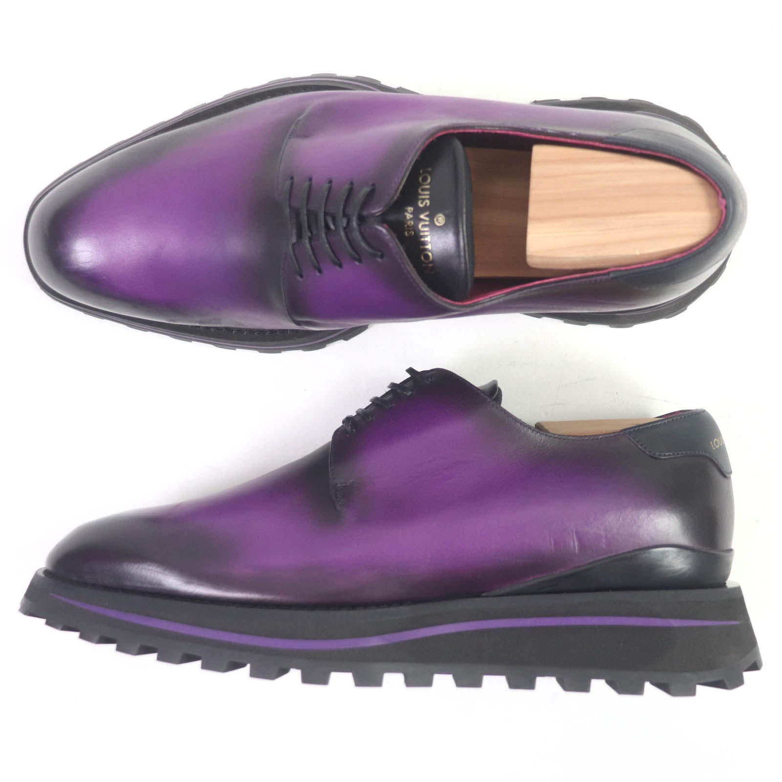 Louis Vuitton Leather Derby Shoes Purple 5.5