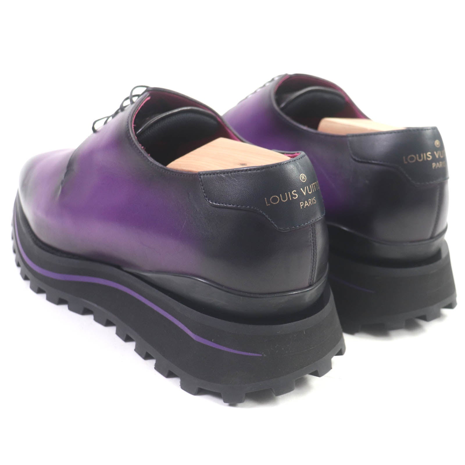 Louis Vuitton Leather Derby Shoes Purple 5.5