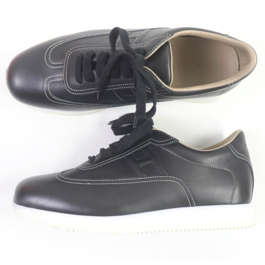 HERMES leather sneakers black 43